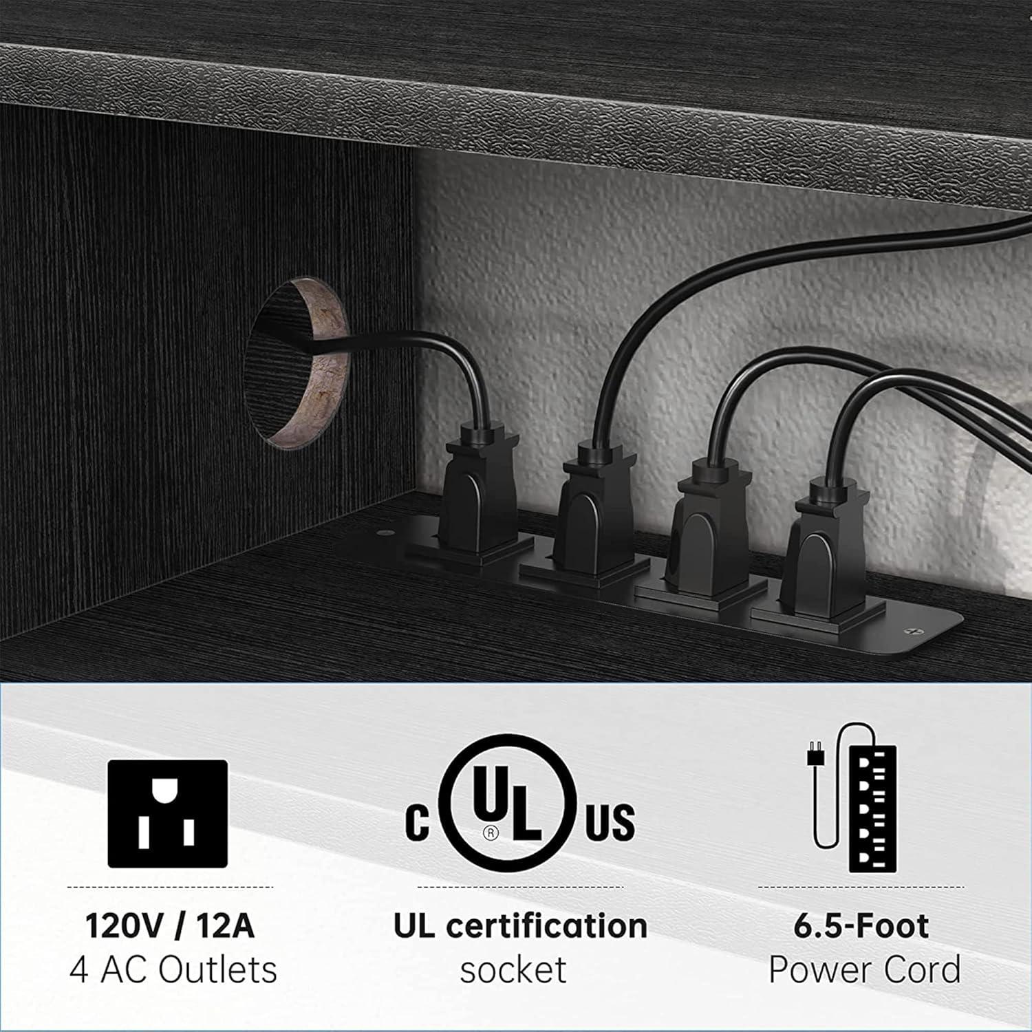 Black 59" Floating TV Stand with Cabinets and Shelves