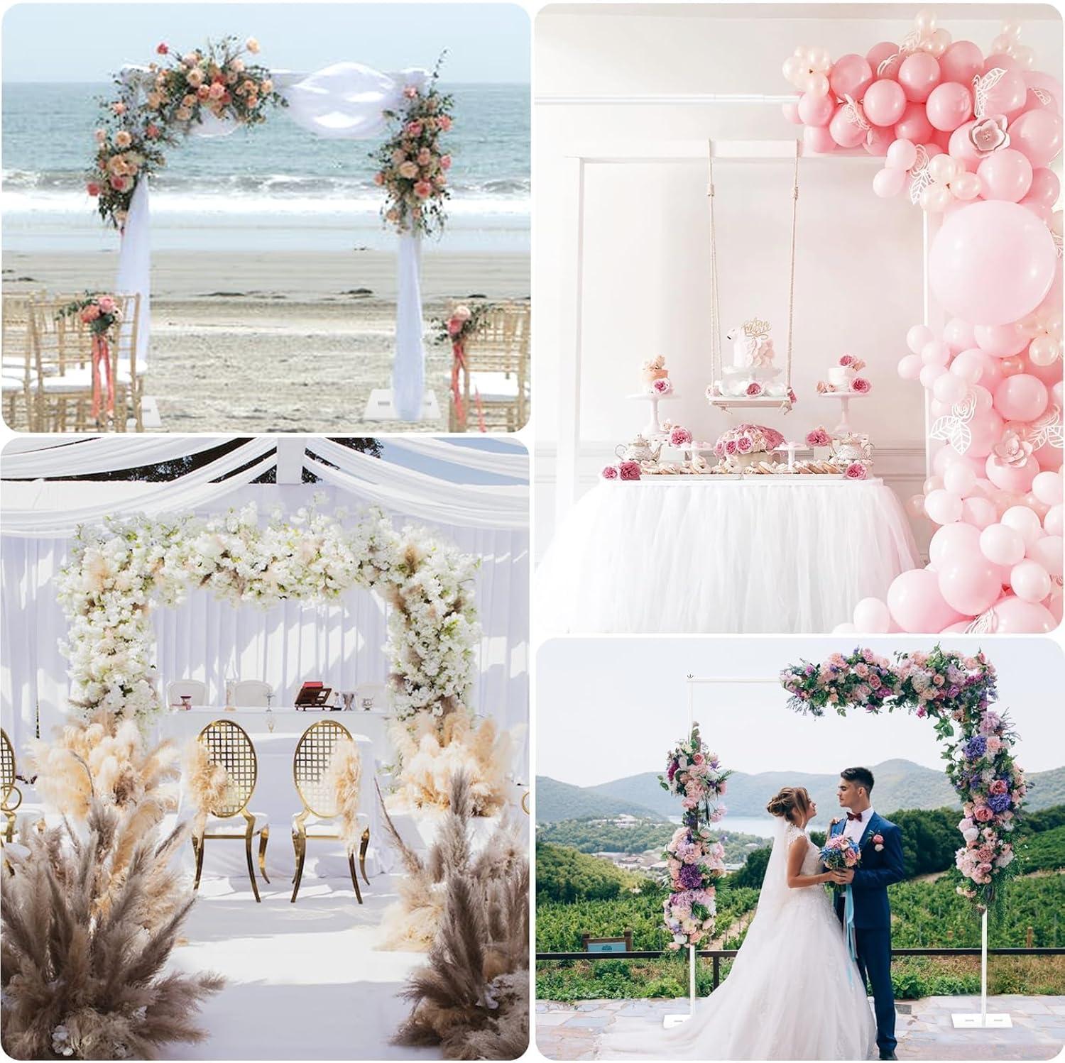 EMART Backdrop Stand, 6.5x10 ft Adjustable Photo Background Pipe and Drape Photography Kit with Heavy Duty Metal Flat Base for Parties, Wedding, Video Studio, Birthday - White