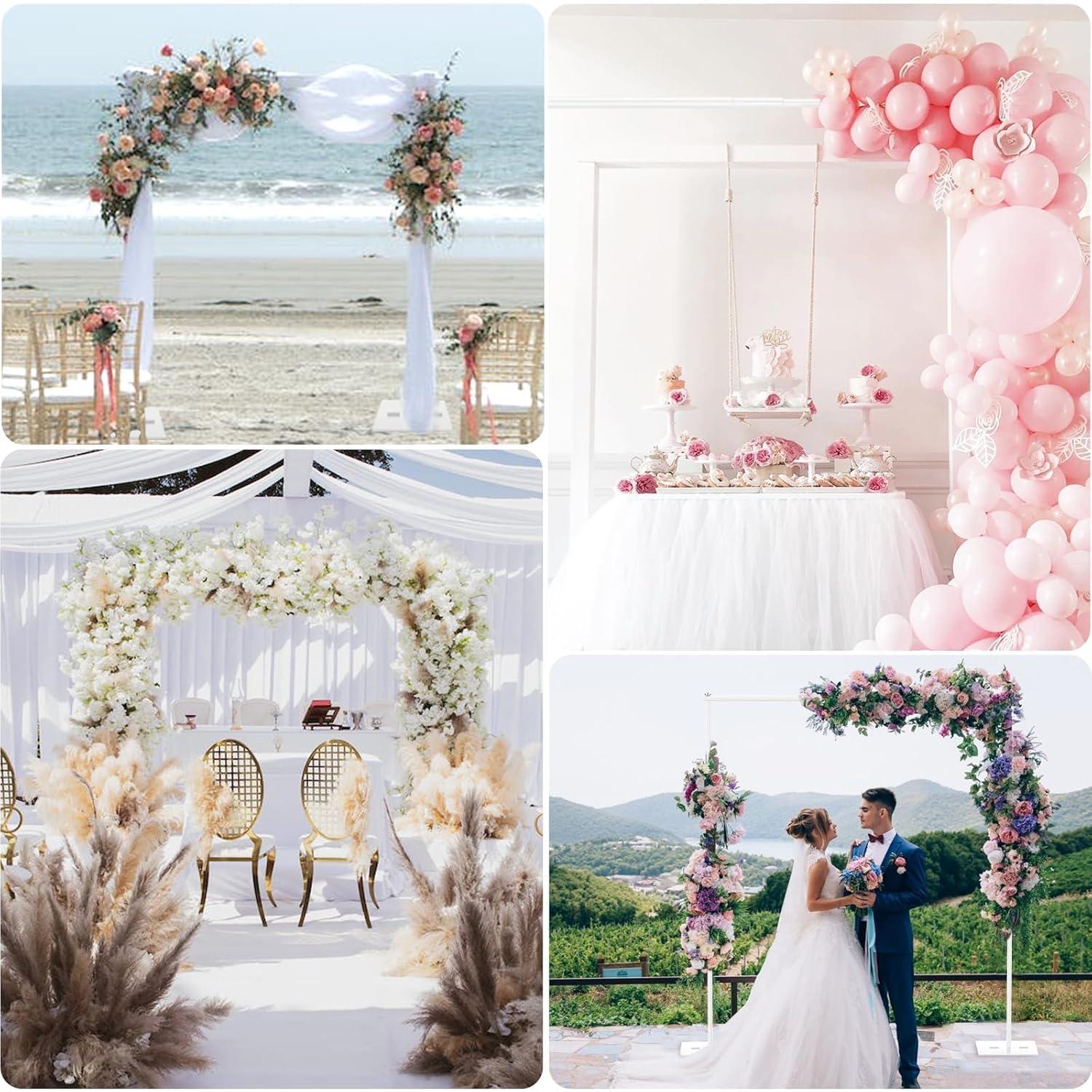 EMART Backdrop Stand, 6.5x10 ft Adjustable Photo Background Pipe and Drape Photography Kit with Heavy Duty Metal Flat Base for Parties, Wedding, Video Studio, Birthday - White