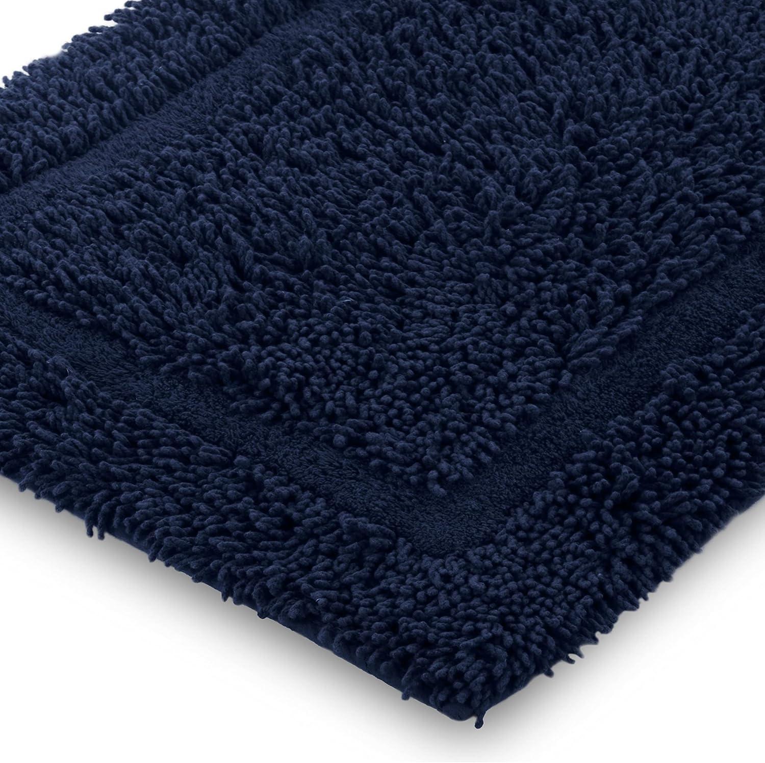 Martex 100% Cotton Bath Rug - Quick Dry - Ultra Soft & Extra Absorbent Non-Slip Bath Rug (Navy)