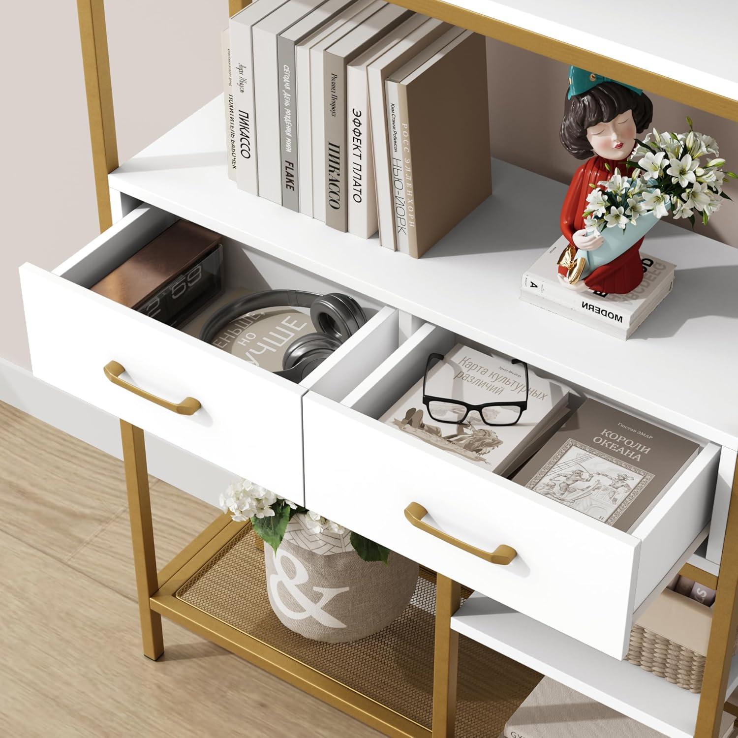 Book Shelf, Tall Bookcase with Storage, 6-Tier Wood Large Bookshelf for Home Office and Living Room, White