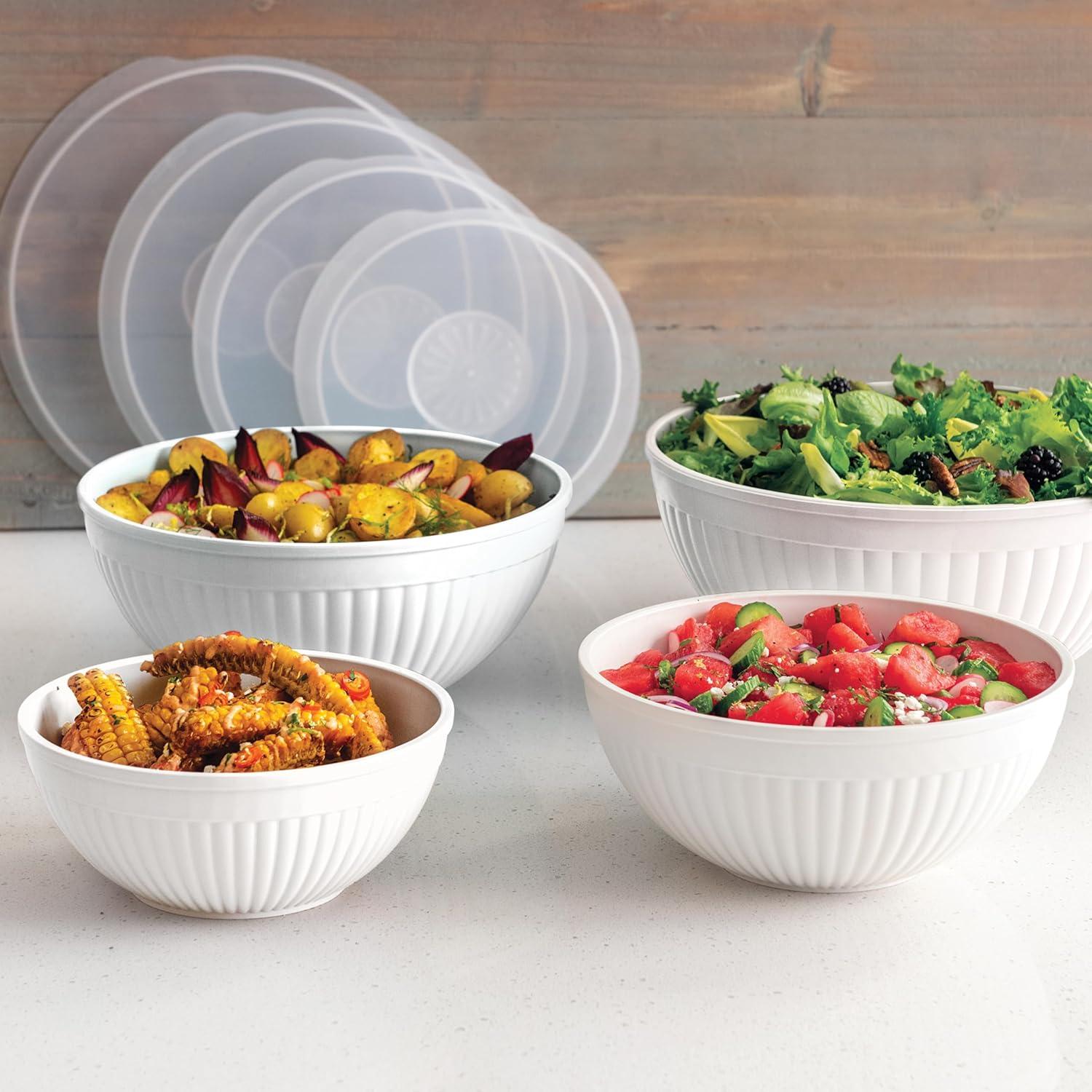 8 piece covered bowl set (White)