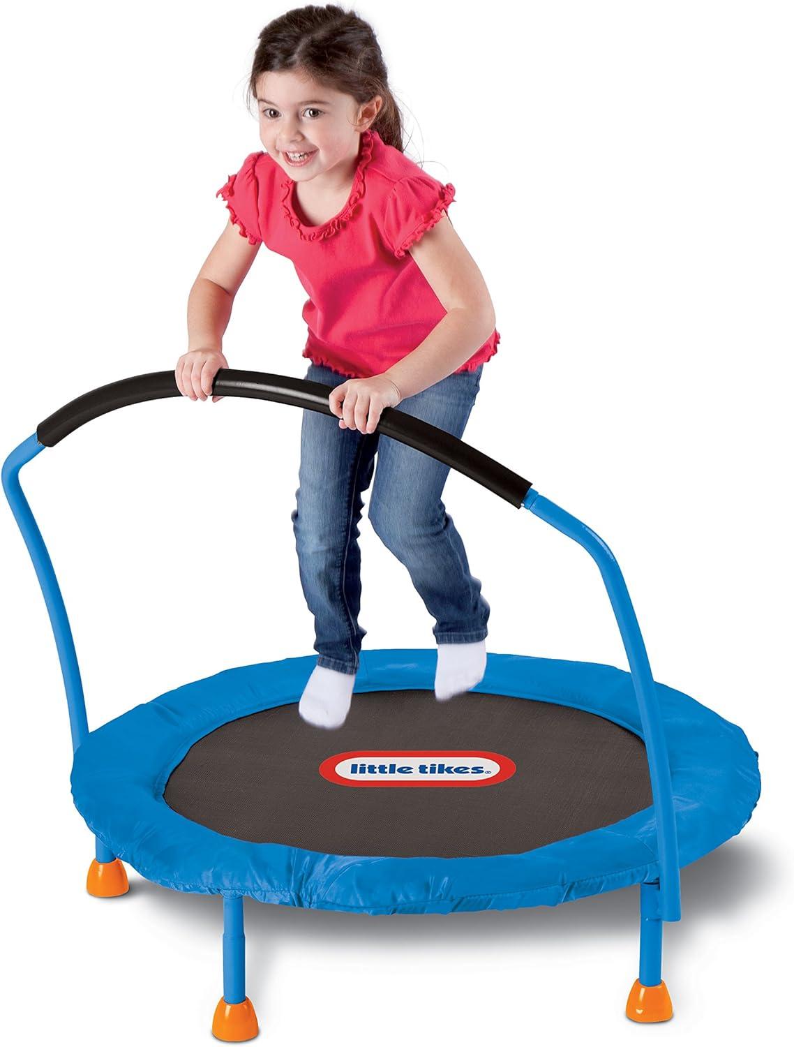 Kids' Blue Round Trampoline with Handlebar