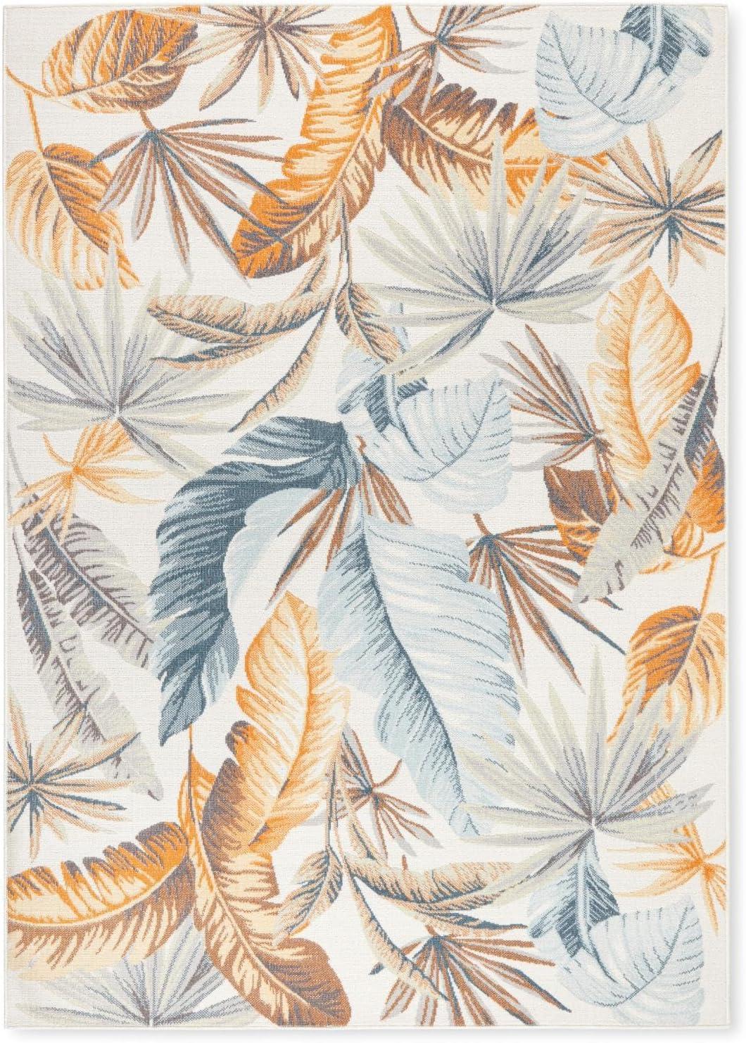 TOMMY BAHAMA Abaco Tropical Foliage Indoor Outdoor Area Rug Ivory/Multi