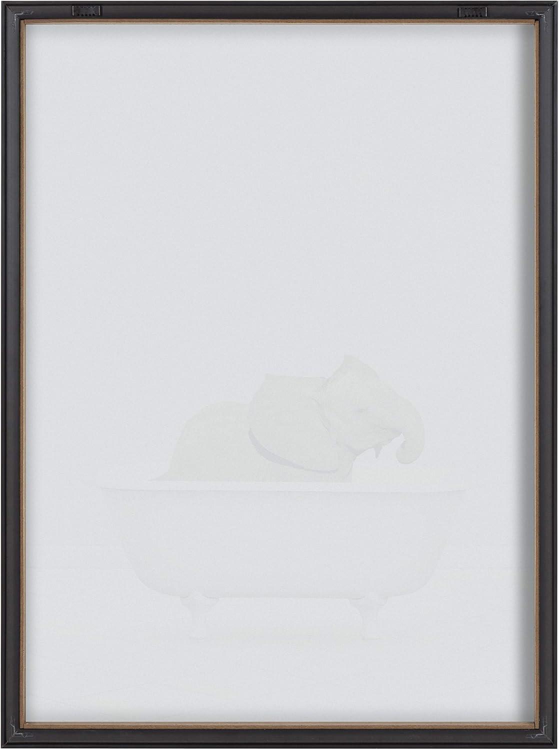 18" x 24" Blake Baby Elephant Solo Bathtub by Amy Peterson Framed Printed Art Gray - Kate & Laurel All Things Decor