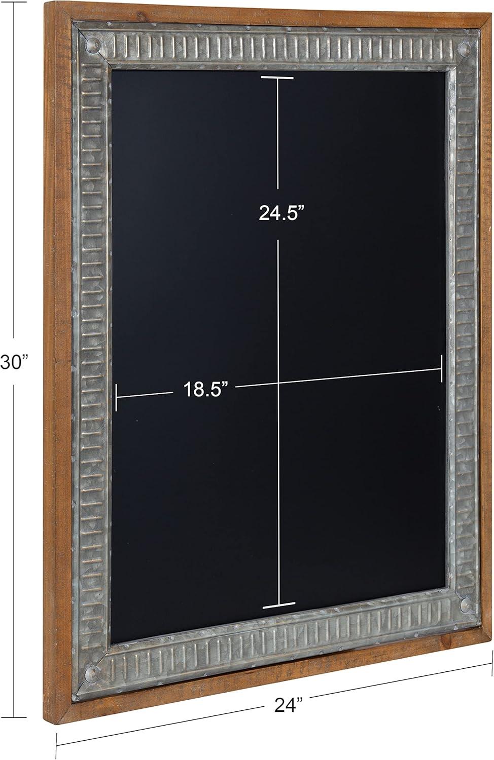 Rustic Brown Wood and Metal Framed Magnetic Chalkboard, 24x30