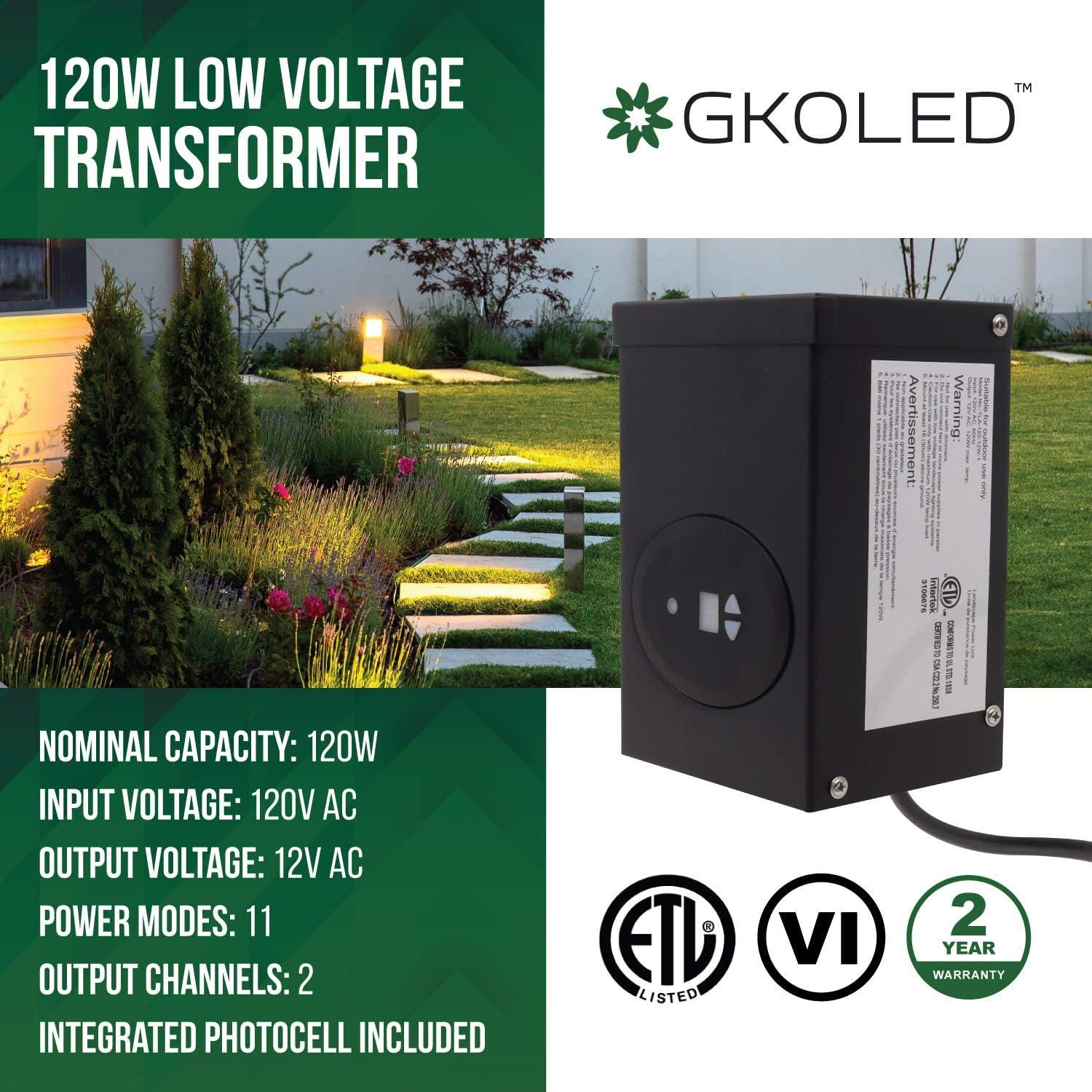 Etl Listed 120w Low Voltage Transformer With Photocell And Timer, 120v Ac To 12v Ac Outdoor Power Pack, Cec Vi Certified