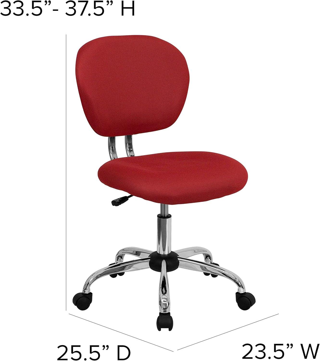 Flash Furniture Mid-Back Red Mesh Padded Swivel Task Office Chair with Chrome Base