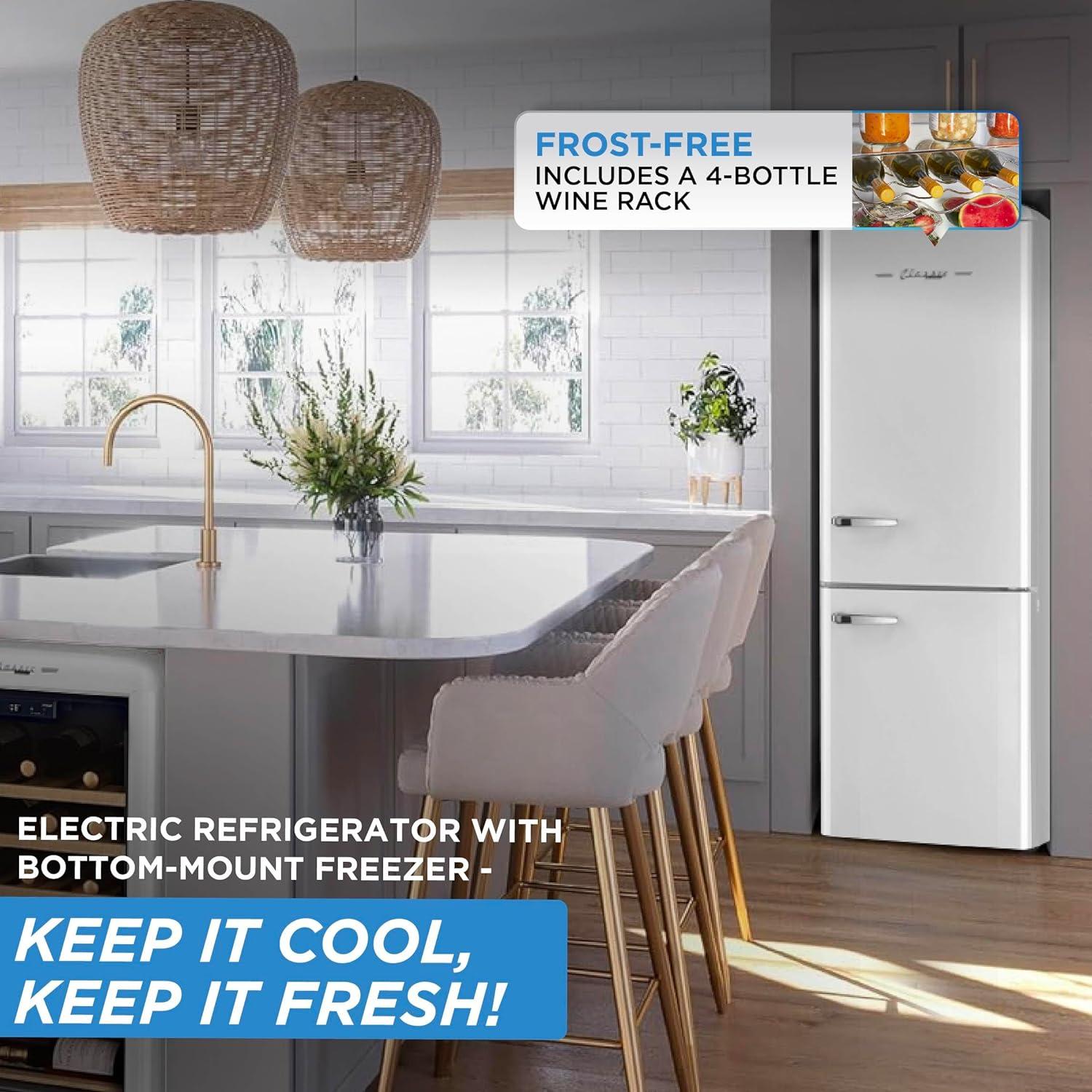 Unique Appliances Classic Retro 23.6" Frost-Free 11.7 cu. ft. Energy Star Certified Bottom Freezer Refrigerator UGP-330L W AC