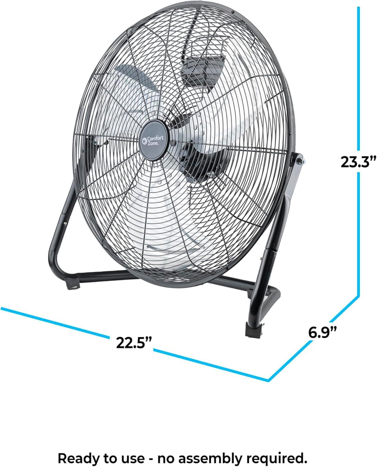 Comfort Zone 20"  Heavy-Duty All Metal Industrial Floor Fan