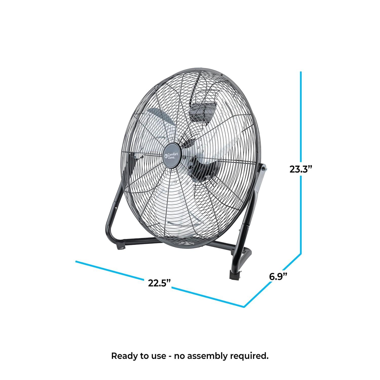 Comfort Zone 20"  Heavy-Duty All Metal Industrial Floor Fan