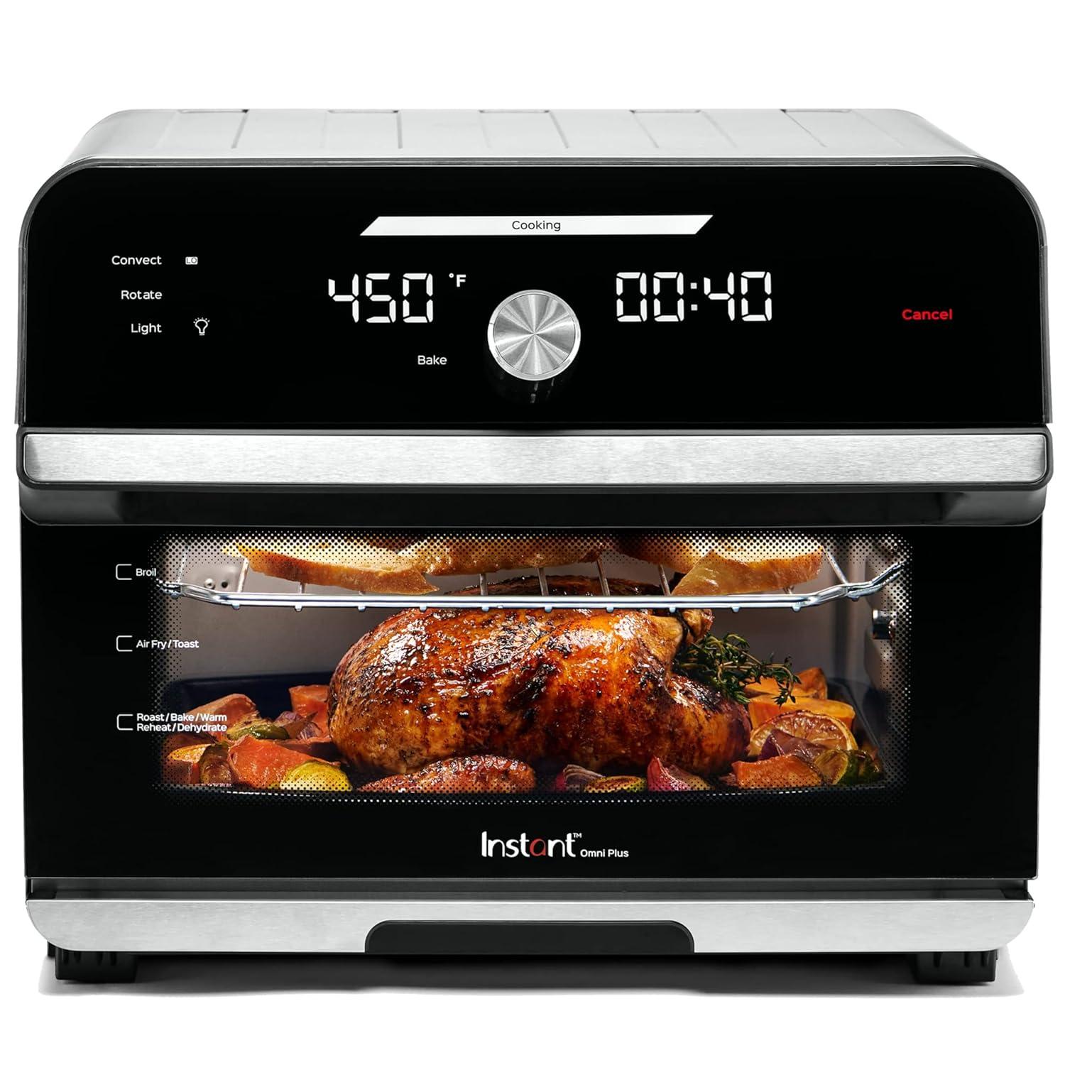Instant Pot Omni Plus 18L Air Fryer Toaster Oven 10-in-1 Combo, Rotisserie Oven, Deep Fryer, Oil-less Mini Cooker, Convection Oven, Dehydrator, Roaster, Warmer, Reheater, Pizza Oven