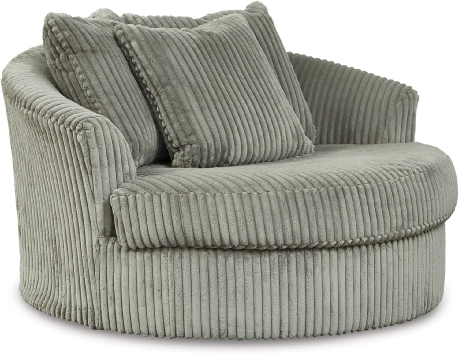 Ashley Furniture Lindyn Oversized Swivel Fabric Accent Chair in Gray