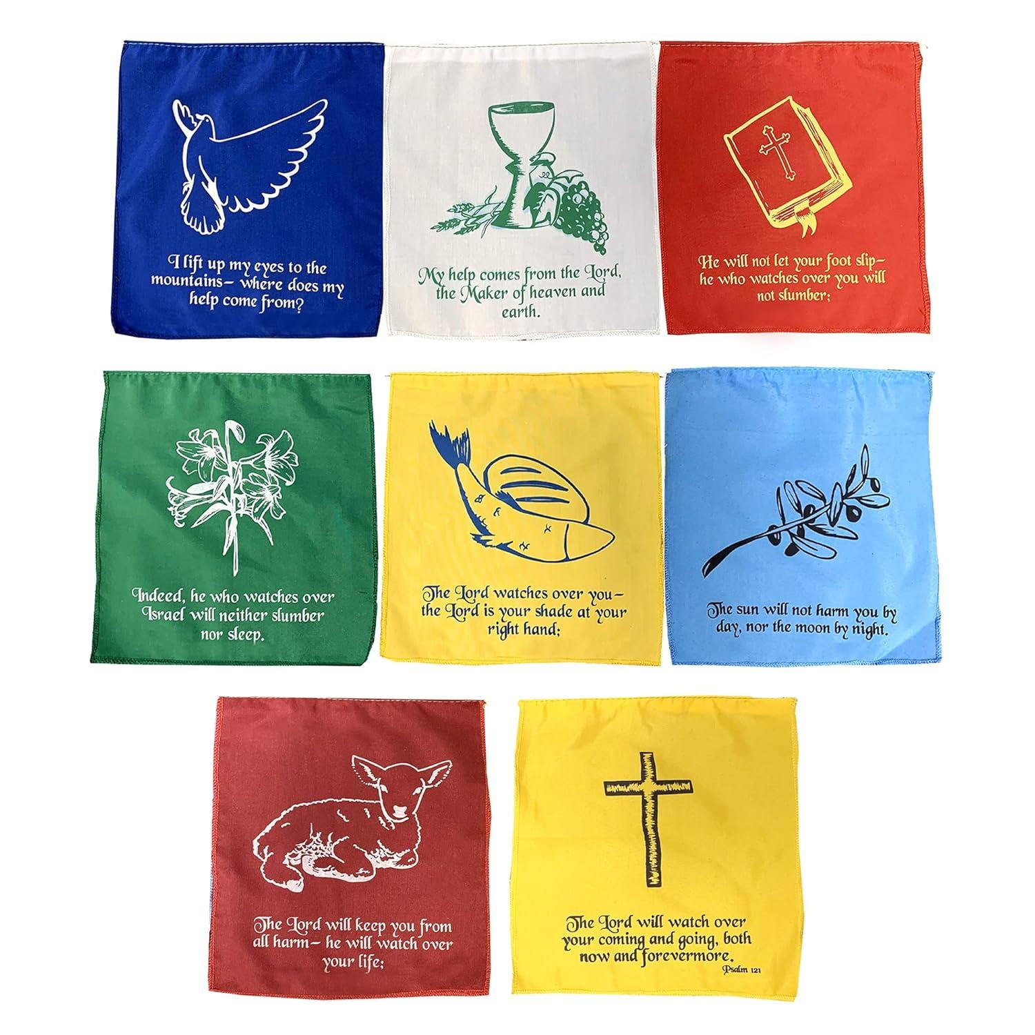 Christian Flag Church Decoration Bible Psalm 121 Faith Banner Worship Prayer Flags for Nursery Wall Wedding Bulletin Board Garden Décor