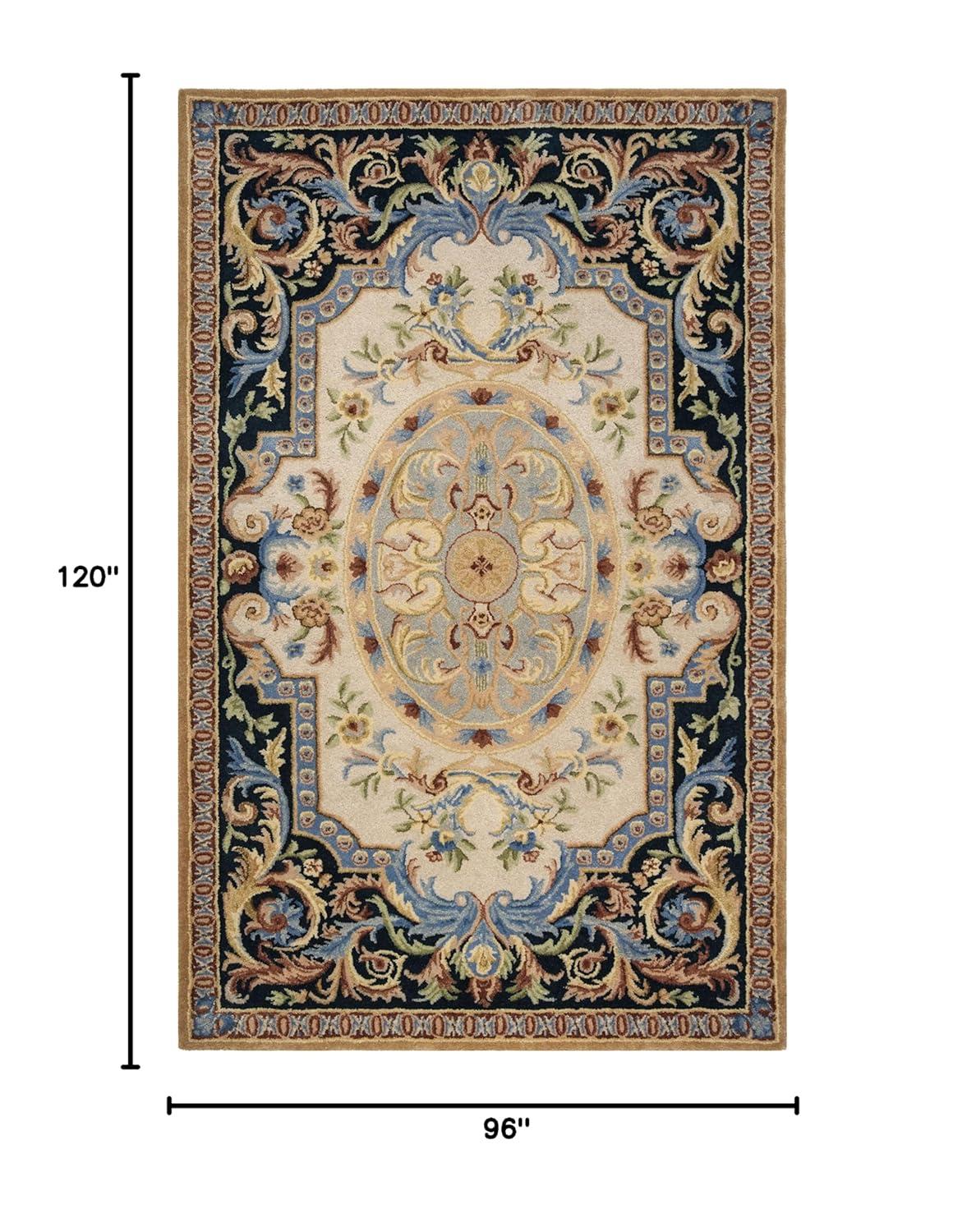 Savonnerie SAV116 Hand Tufted Area Rug - Ivory/Navy - 8'x10' - Safavieh.