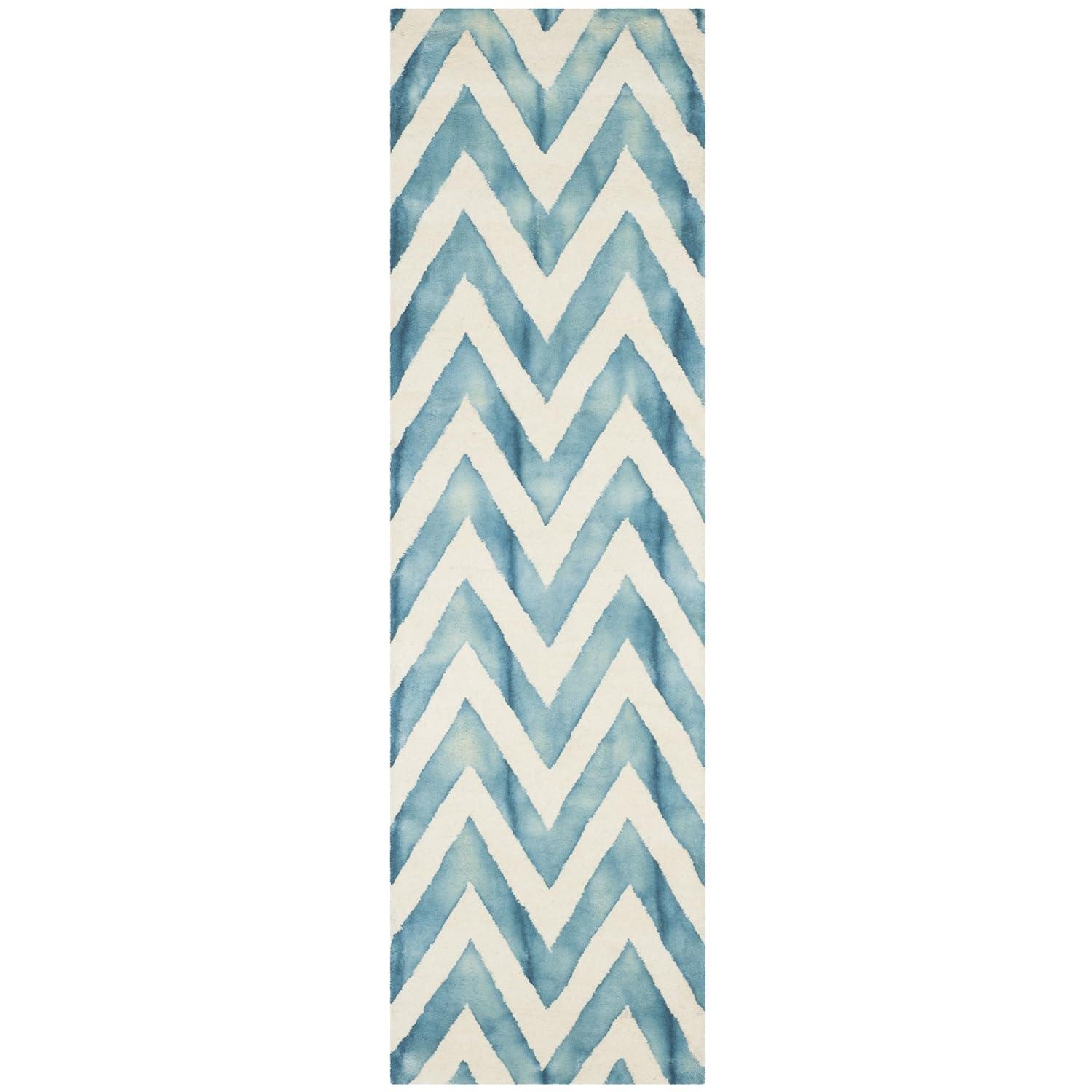 Dip Dye DDY715 Hand Tufted Runner Rug - Ivory/Turquoise - 2'3"x6' - Safavieh.