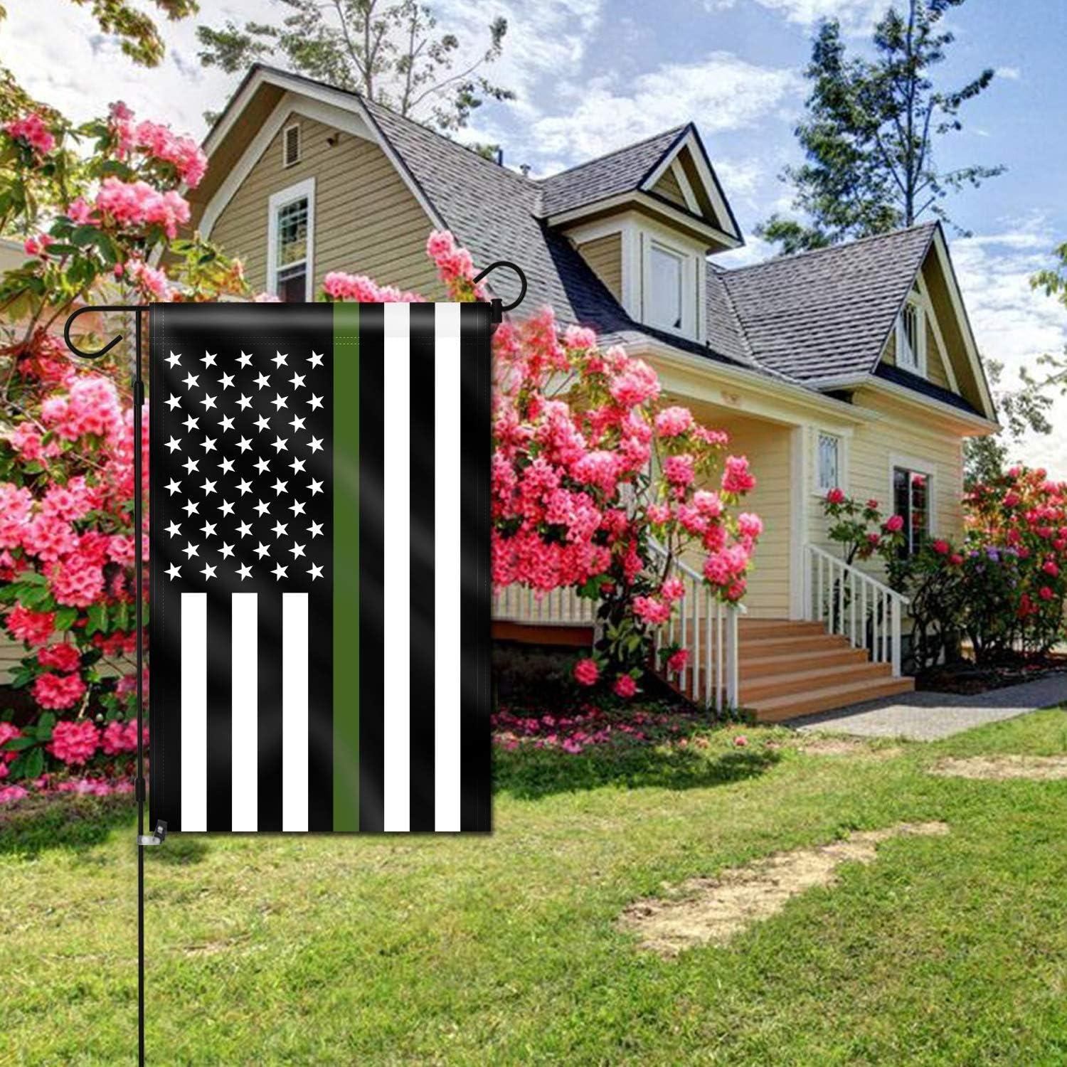 ANLEY Double Sided Premium Garden Flag, Thin Green Line USA Decorative Garden Flags 18 x 12.5 Inch