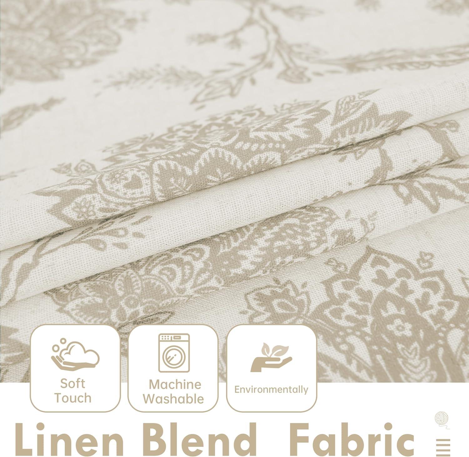 DriftAway Freda Jacobean Floral Linen Blend Lined Thermal Insulated Room Darkening Blackout Grommet Window Curtains 2 Layers 2 Panels Each 52 Inch by 63 Inch Taupe Beige