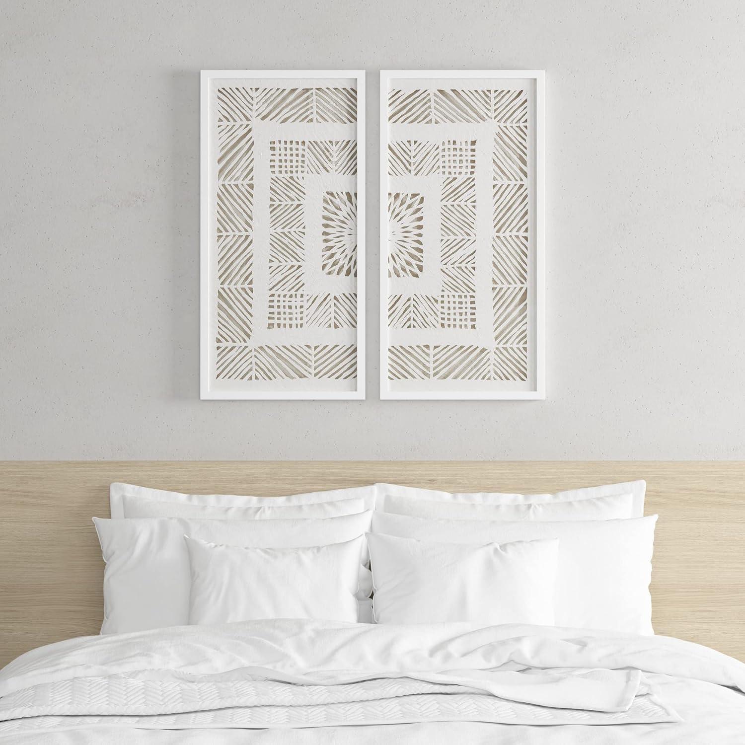 Dakota Fields Framed Geometric Rice Paper Panel Shadowbox Wall Décor (Set of 2)