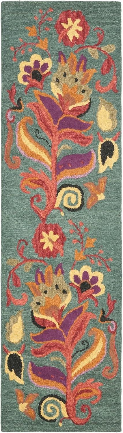 Blossom BLM679 Hand Hooked Area Rug - Blue/Multi - 4' round - Safavieh.