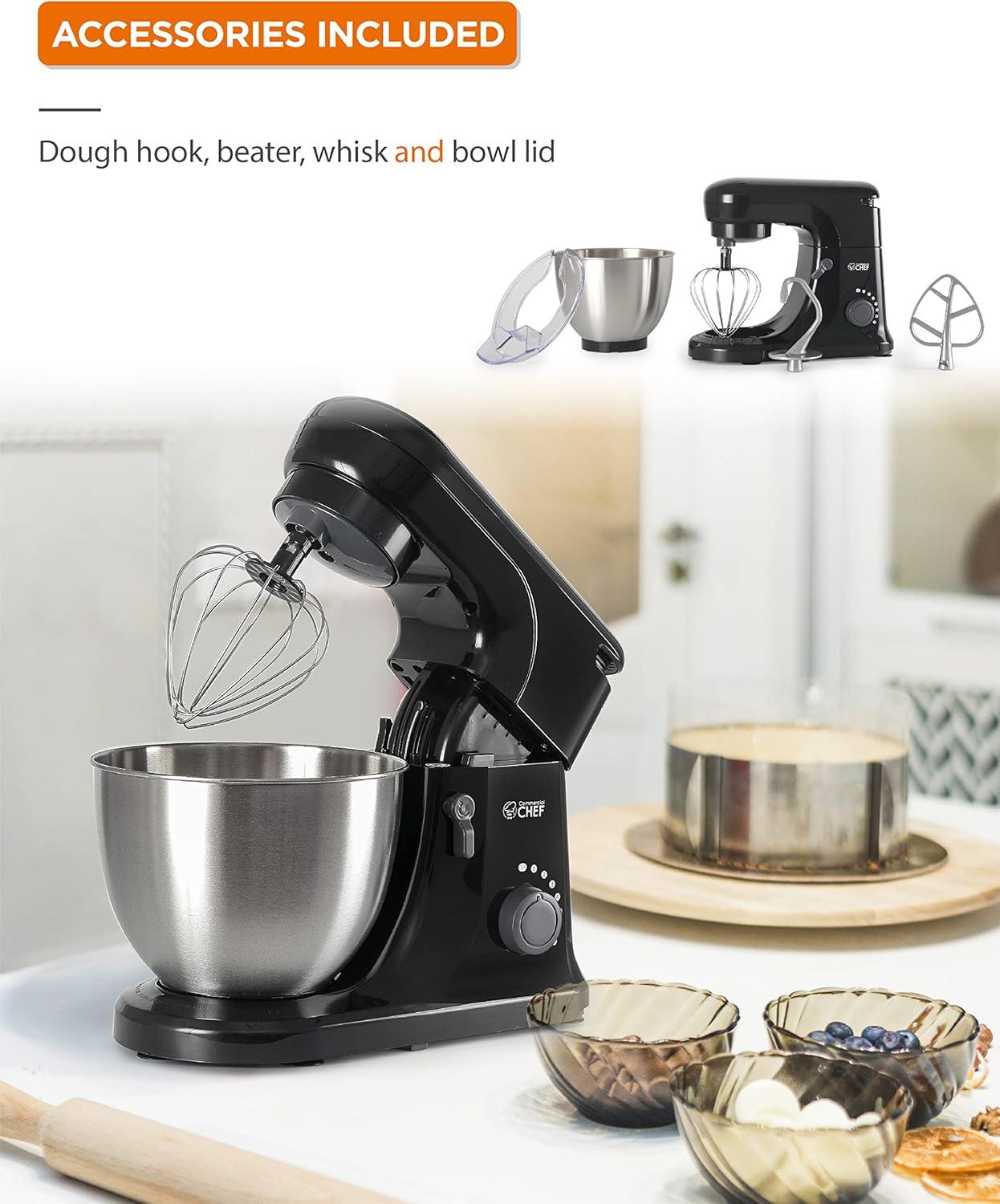 Commercial Chef Electric Stand Mixer 4.7 Quart, 7 Speed Settings