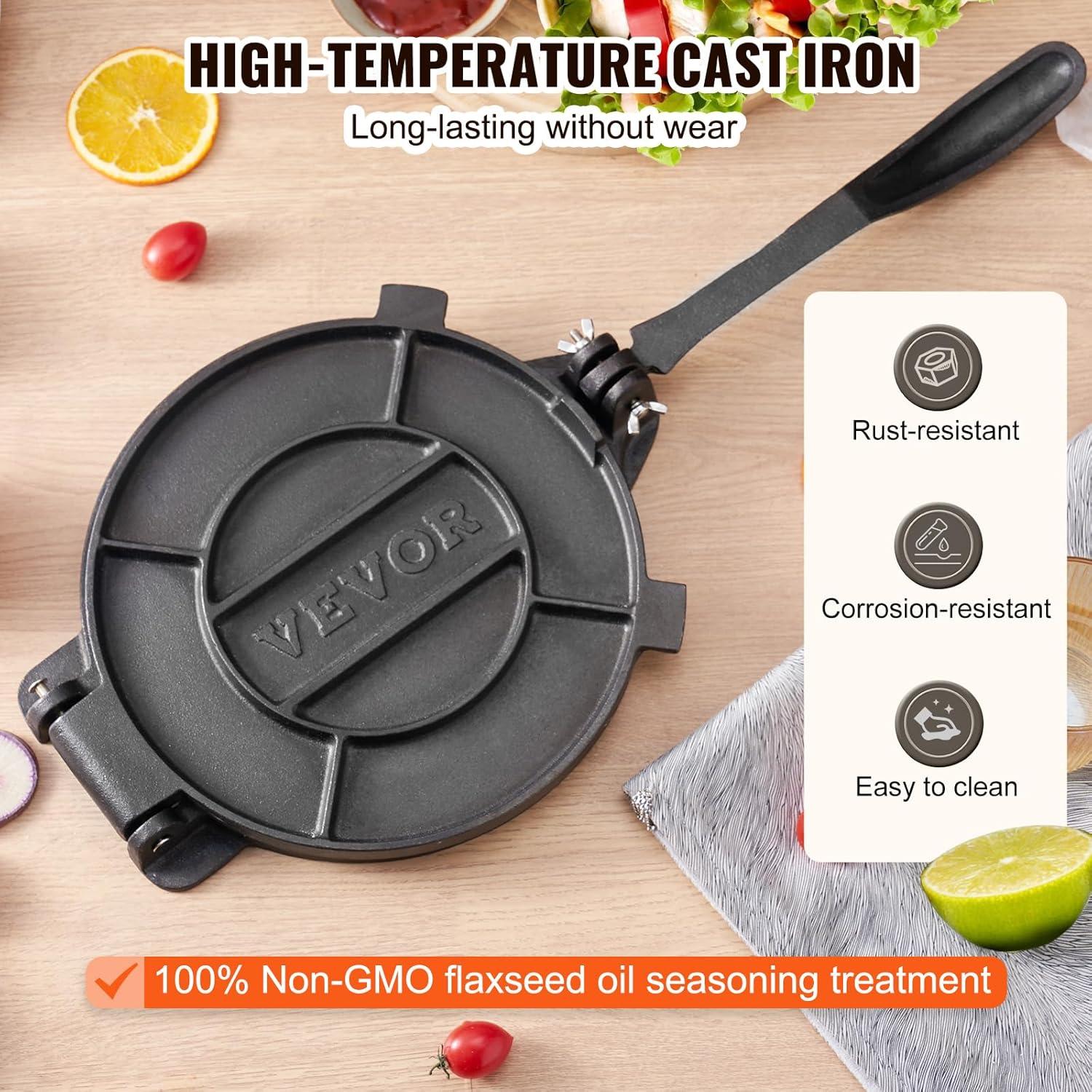 VEVOR 10-Inch Cast Iron Tortilla and Roti Press