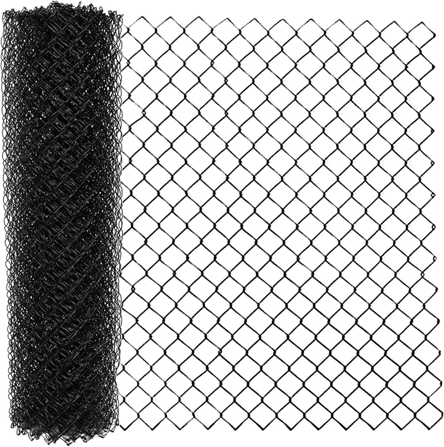 5 x 50 ft. 9.5 AW Gauge Galvanized Steel Chain Link Fence Fabric, Black