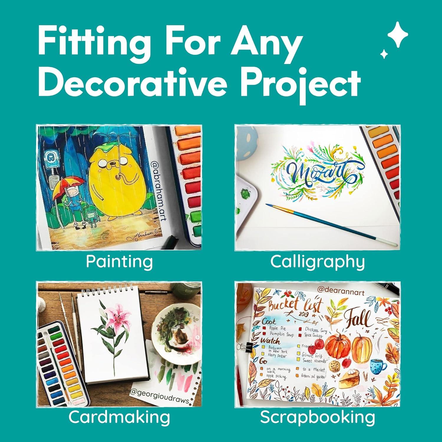 MozArt Essential Watercolor Paint Set, 24 Colors and Brush