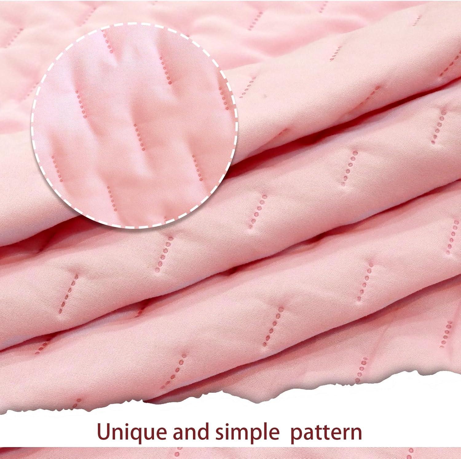 Blush Pink Twin Microfiber Reversible Quilt Set