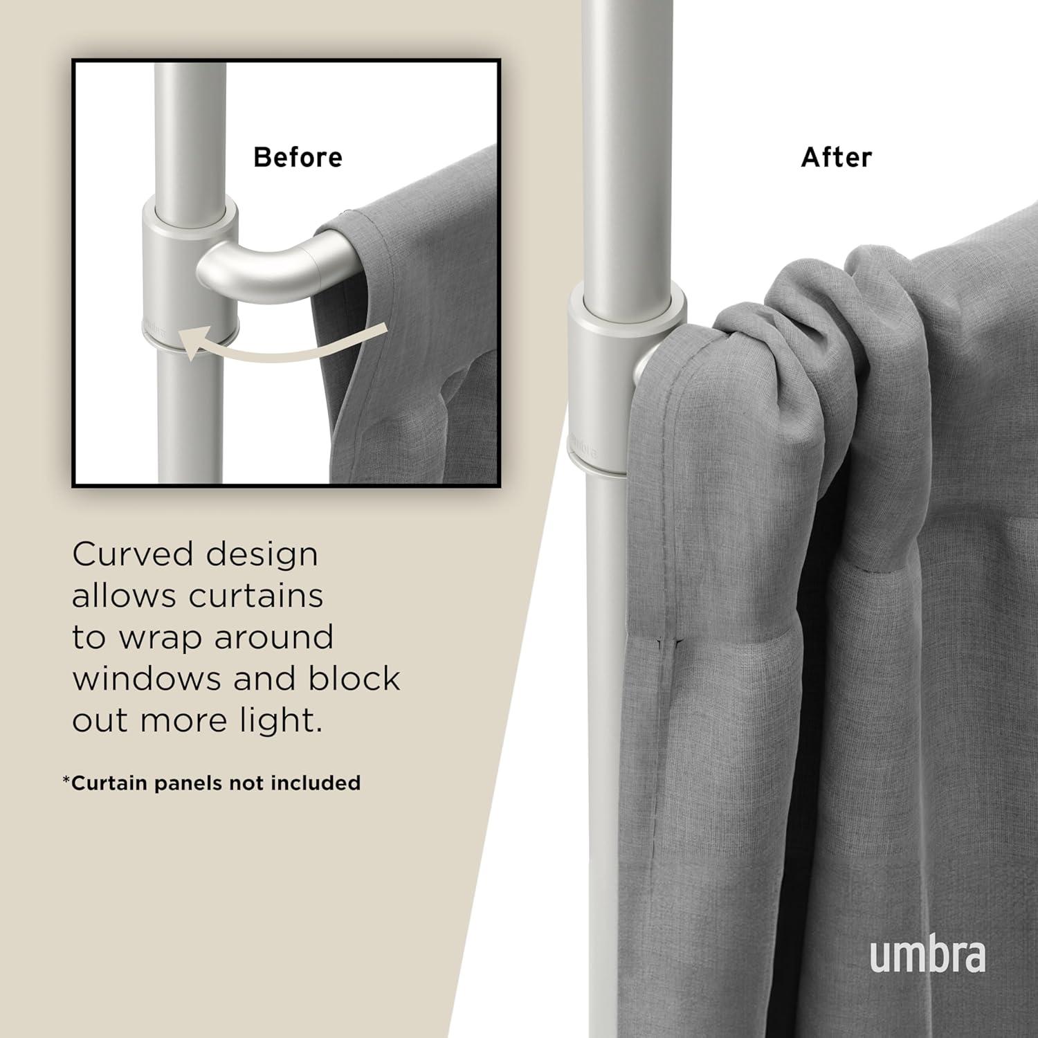 36"-66" Umbra Anywhere Curtain Rod Nickel Finish: Adjustable Tension Rod, Metal, Smooth Surface, Silver
