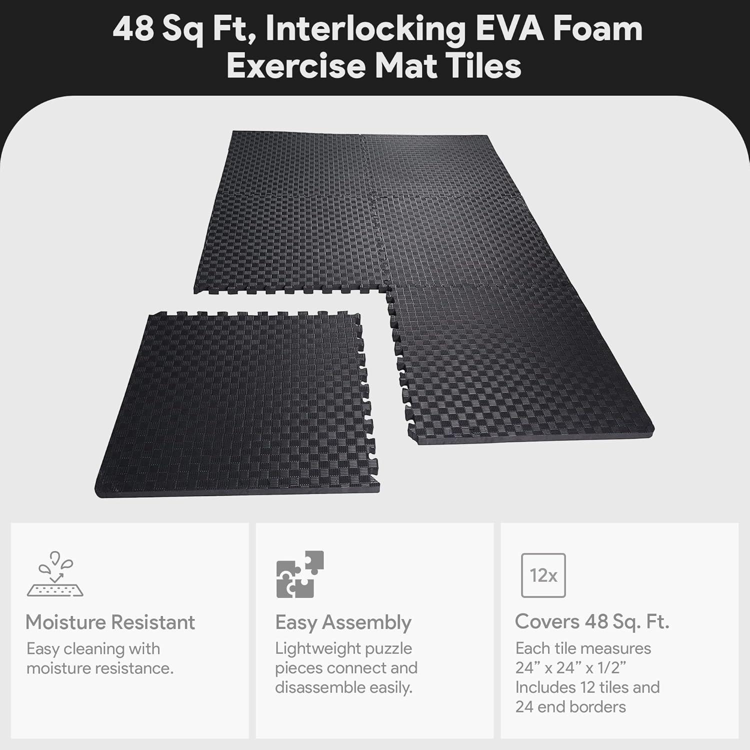 BalanceFrom Fitness Balancefrom Fitness 48 Sq Ft Interlocking EVA Foam Exercise Mat Tiles