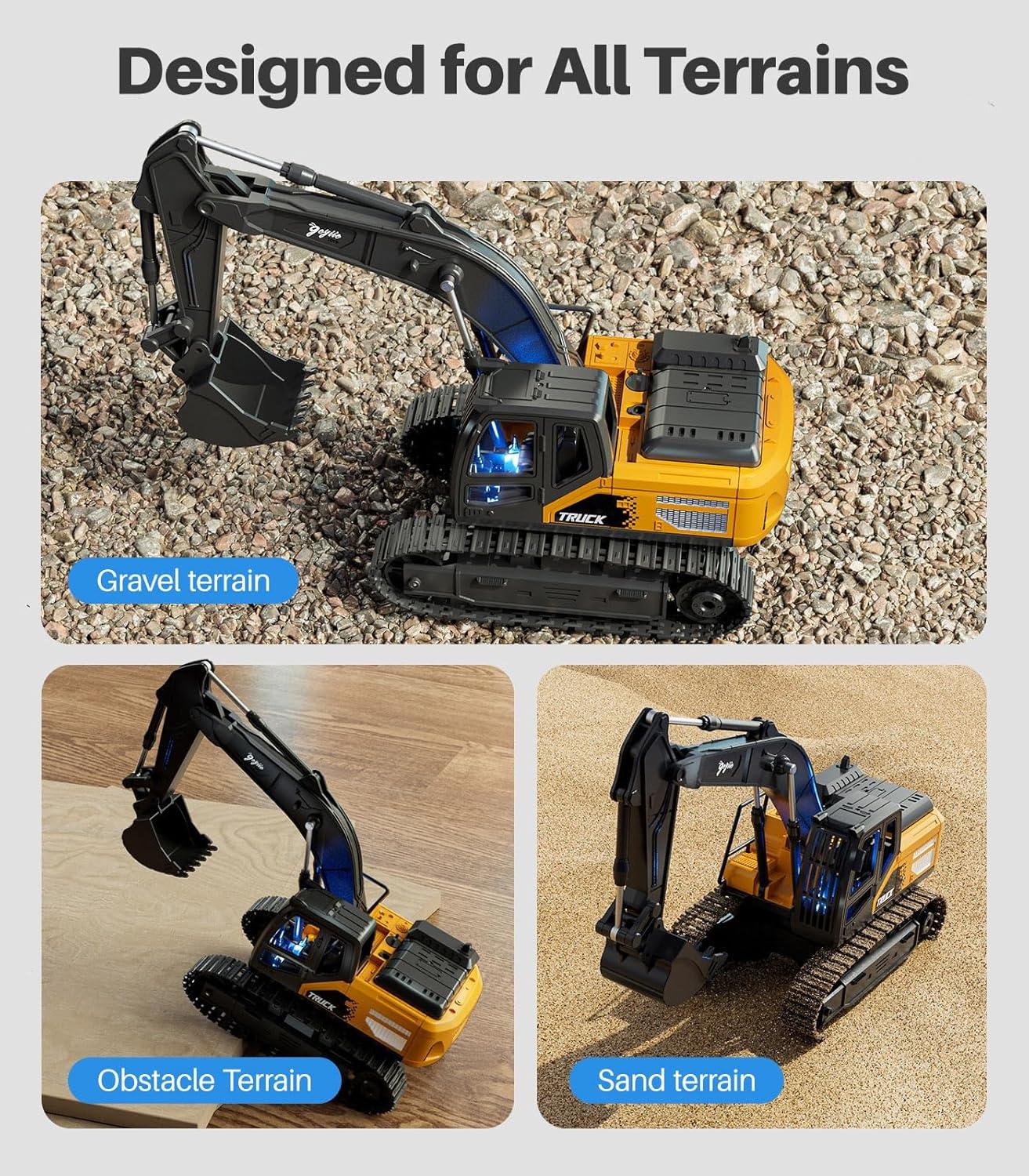 Geyiie Remote Control Dump Truck Toys, RC Construction Vehicles for Boys, RC Tractor Kids Birthday Party Favor Gift for 8-12 Years Old