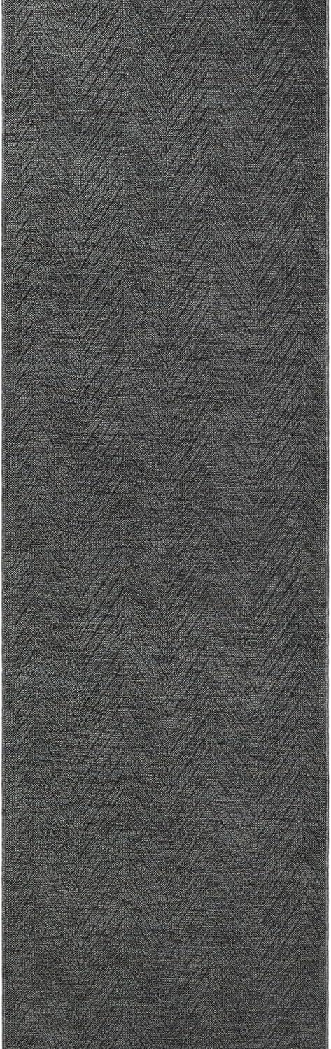 TOWN & COUNTRY BASICS Pax Herringbone Textured Solid Machine Washable Area Rug Black