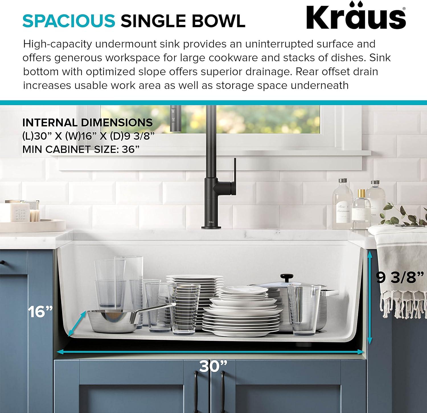 Kraus Bellucci 32 in. Undermount Quartz Composite Single Bowl Kitchen Sink with Accessories