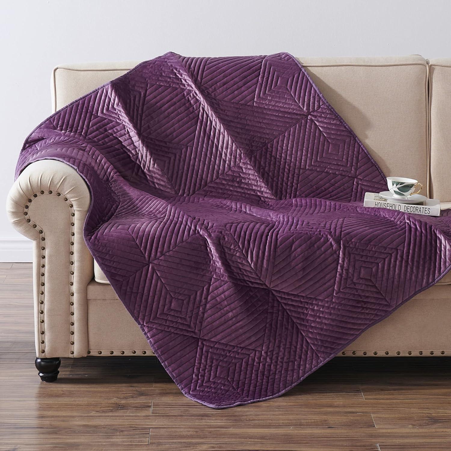 Greenland Home Fashions Riviera Velvet Quilted Throw
