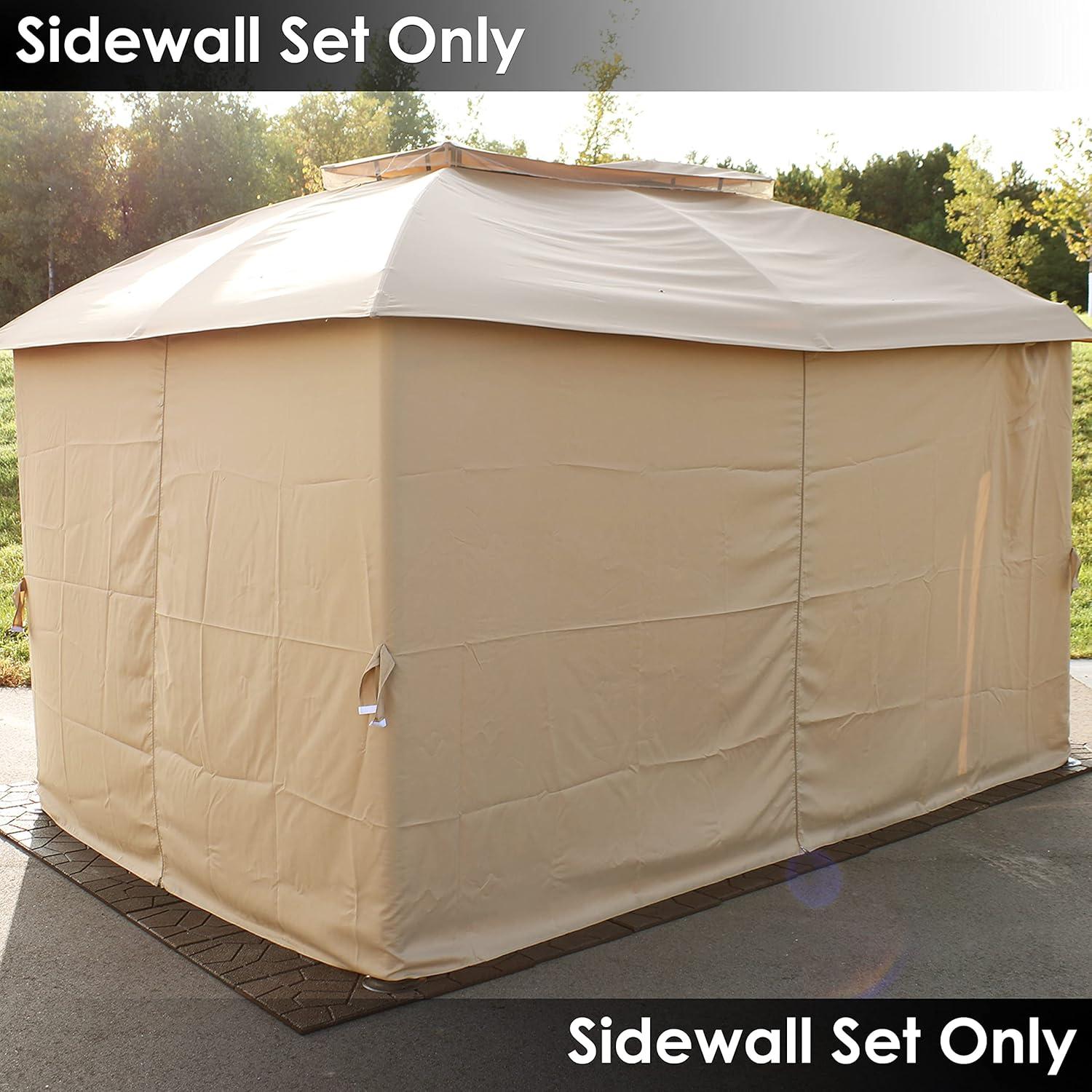 Sunnydaze Gazebo 4-Piece Polyester Sidewall Set for 10' x 13' Soft Top Rectangle Patio Gazebo - 125" W x 77" H