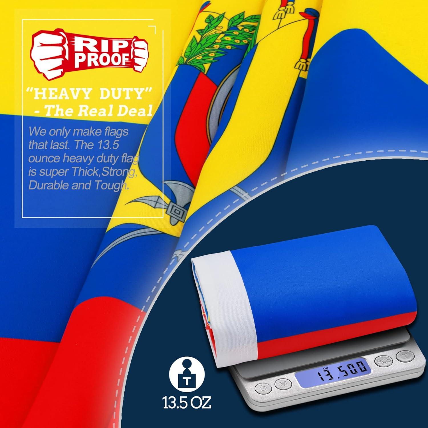 Anley 3' x 5' Rip-Proof Technology Double Sided 3-Ply Ecuador Flag