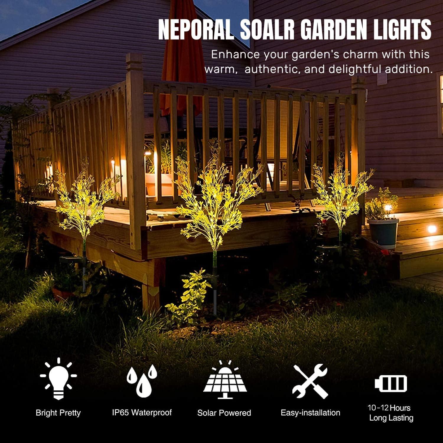 Golden Solar Powered Outdoor LED Flower Garden Lights