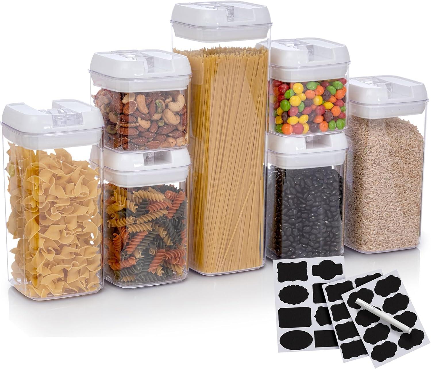 Cheer Collection Airtight Food Storage Containers, Set of 7 (White)