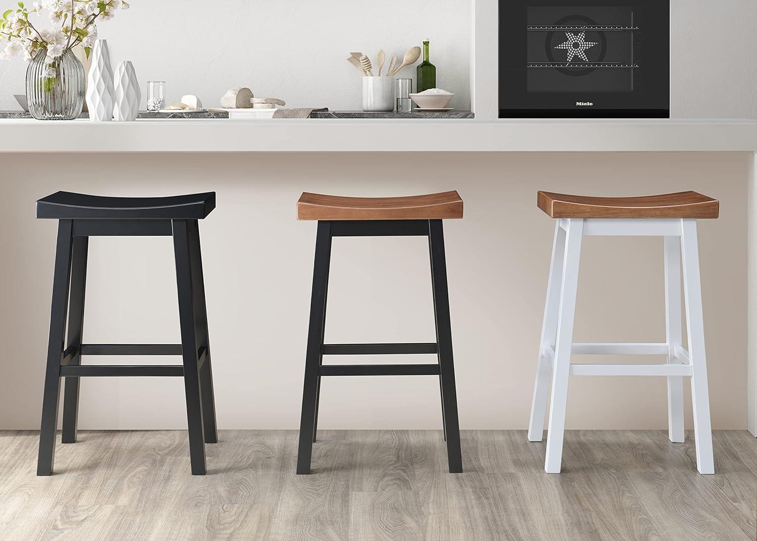 LuXeo LuXeo Lakewood Solid Wood Saddle Barstool (Set of 2)