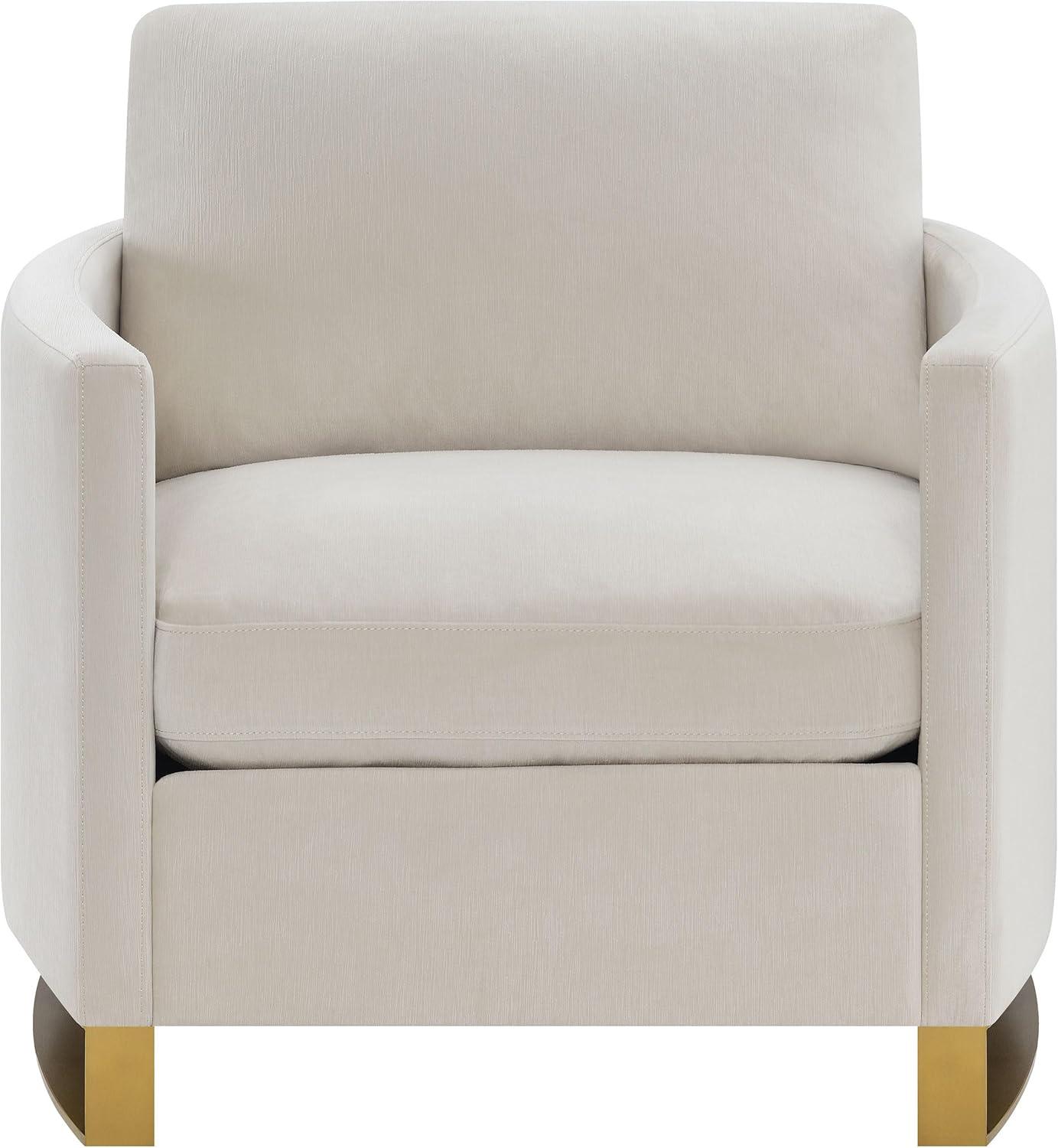 Coaster Contemporary Chenille Upholstered Arched Arms Chair in Beige