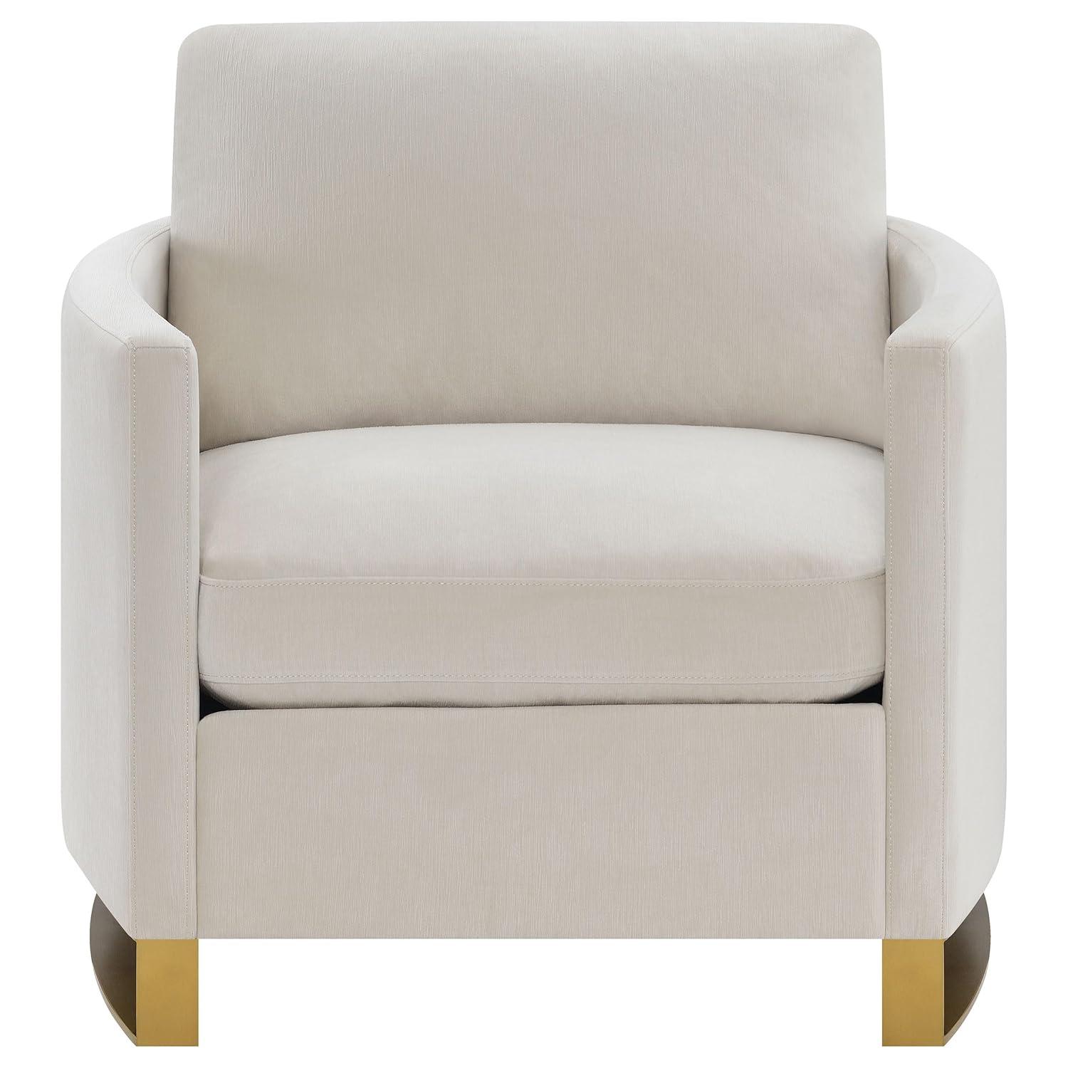 Coaster Contemporary Chenille Upholstered Arched Arms Chair in Beige