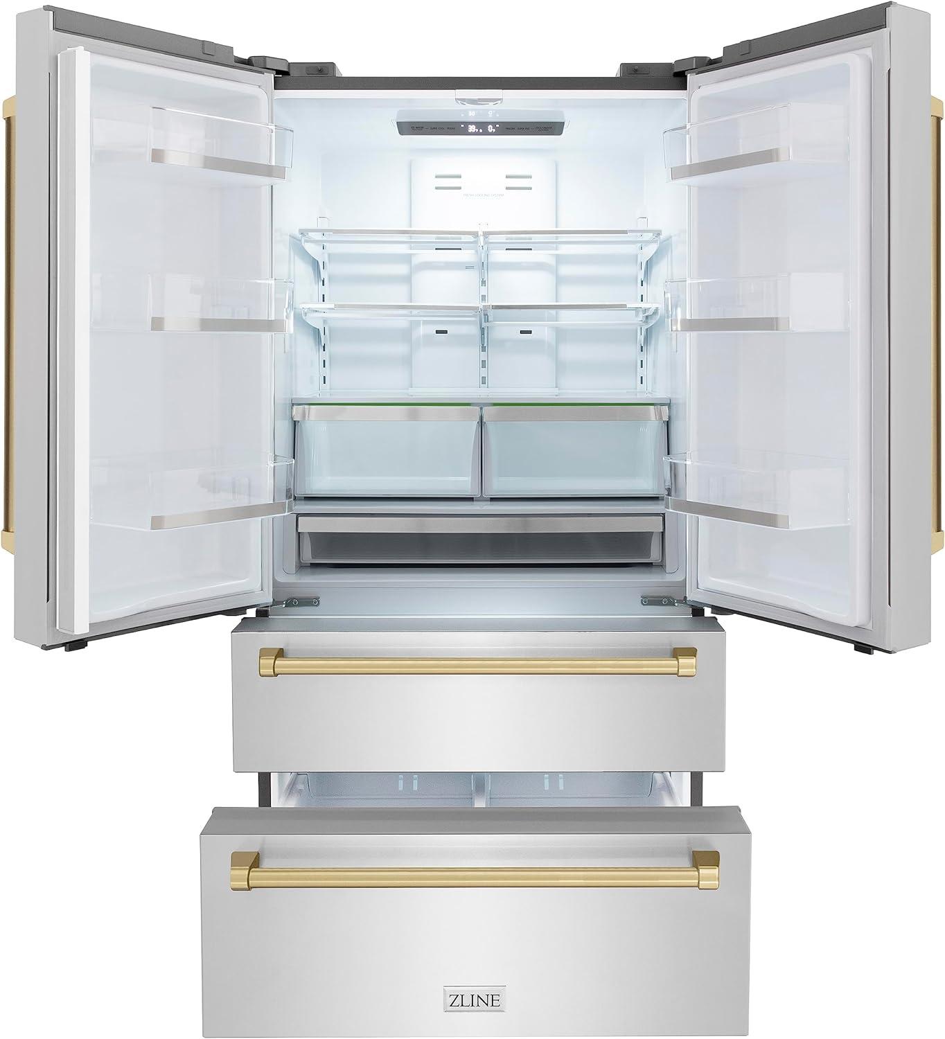 ZLINE 36" Autograph Edition French Door Refrigerator in Fingerprint Resistant Stainless Steel