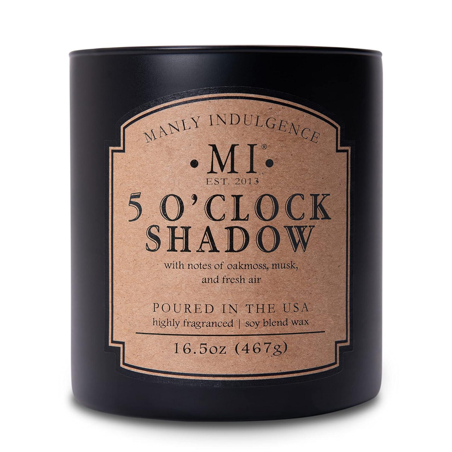 Manly Indulgence Classic+ Five O'Clock Scented Jar Candle, 2 Wick, 16.5 oz, 60h Burn, Aromatic