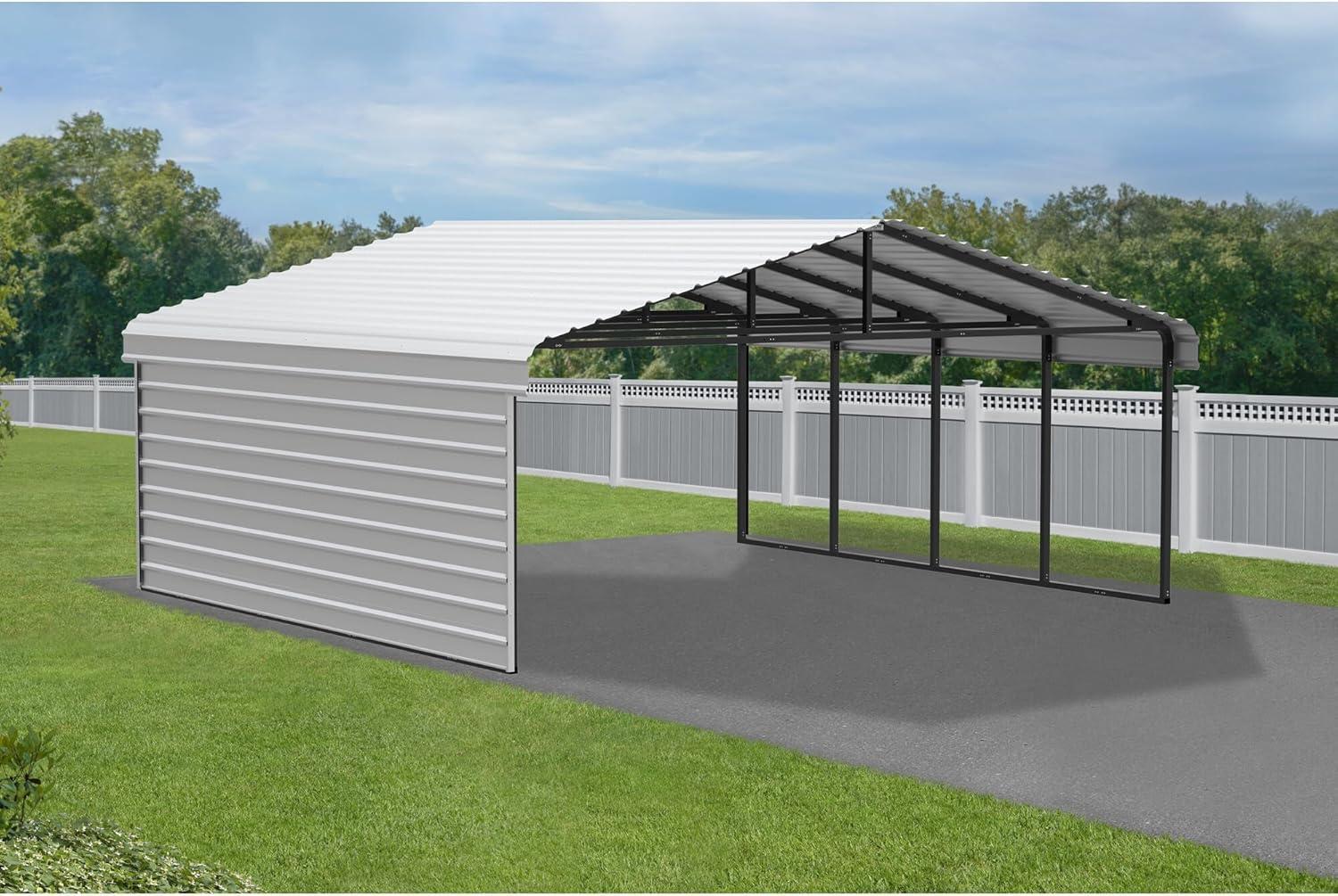 Arrow 20 x 20 ft Carport with 1-sided Enclosure