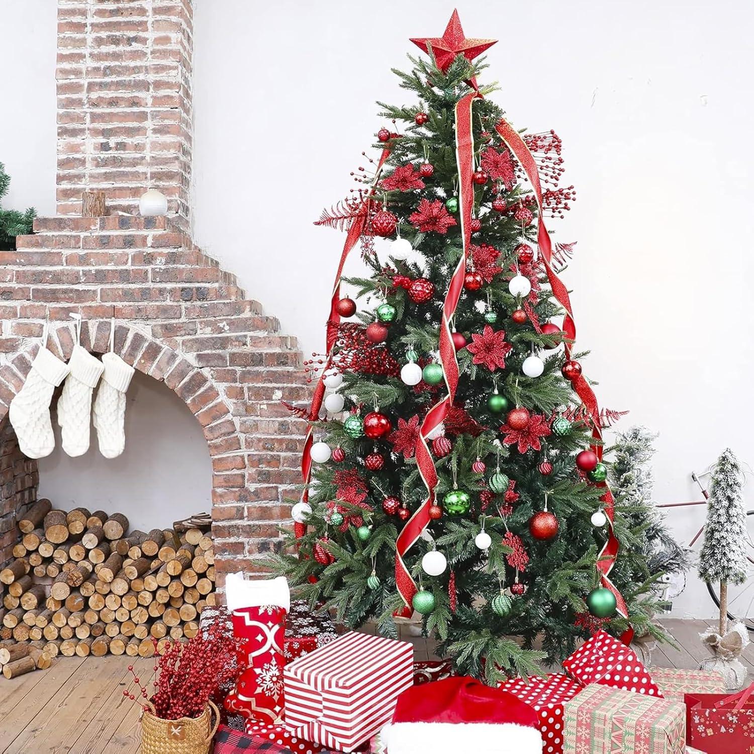 Christmas Balls Ornaments -36pcs Shatterproof Christmas Tree Decorations with Hanging Loop for Xmas Tree Wedding Holiday Party Home Decor,6 Styles in 3 Sizes(Red)