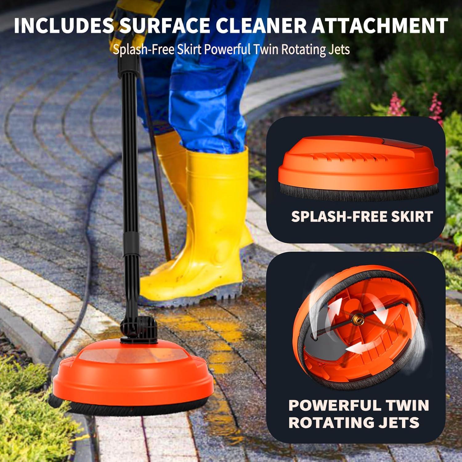 2200W 2.0 GPM Electric Pressure Washer with 5 Nozzles Orange