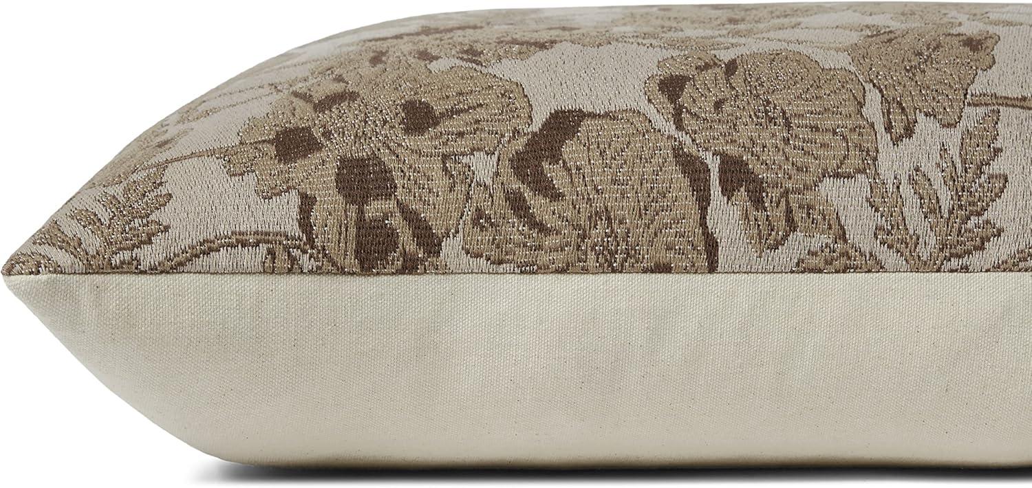 Matilda Beige and Mocha Floral 18'' Round Pillow