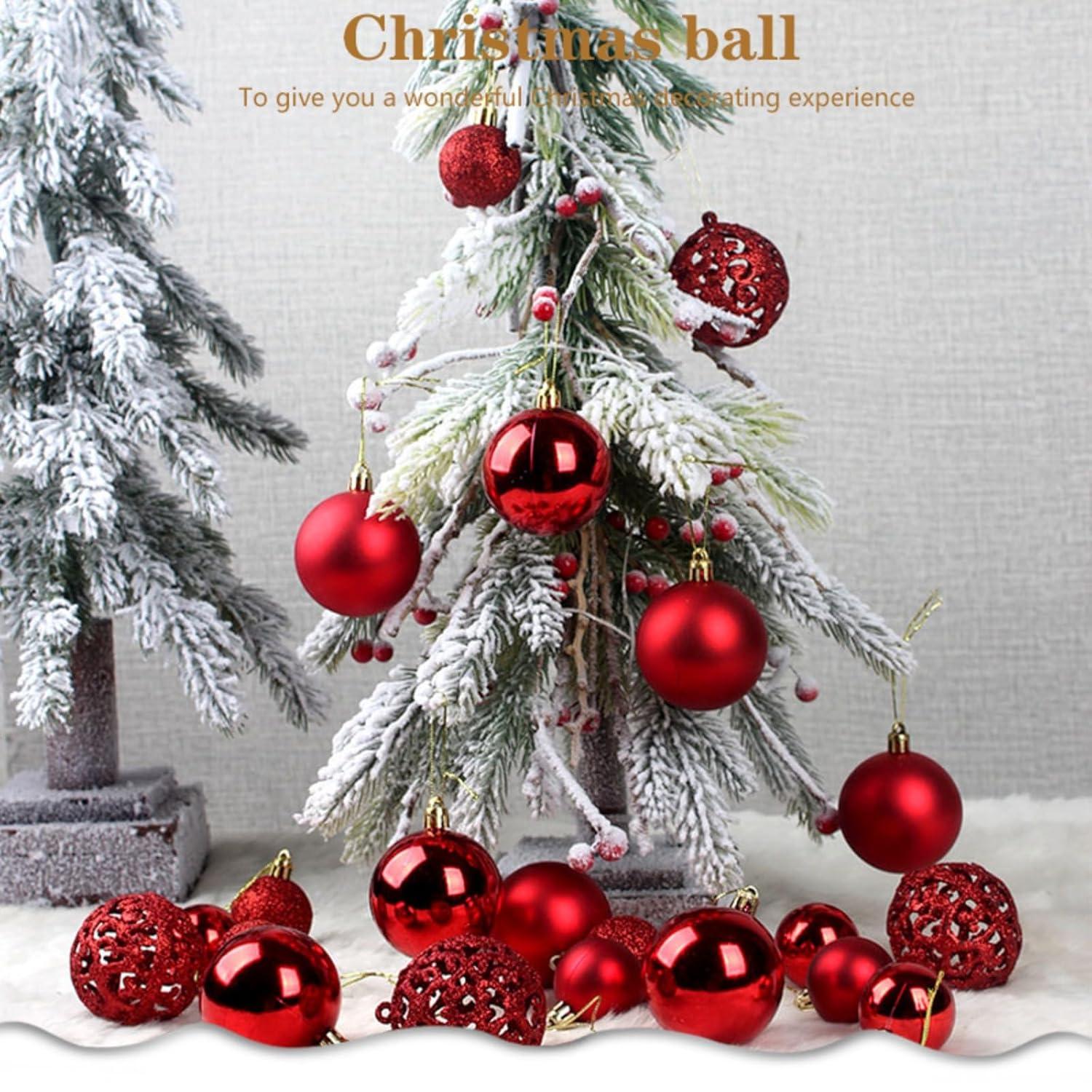 ArWgKavx Reduced Hangs 100Pc Christmas Ball Ornaments Shatterproof Balls for Christmas Tree Decoration Red