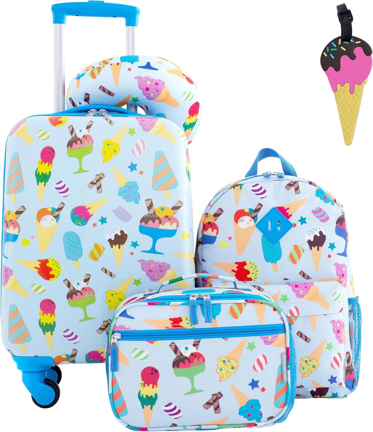 Travelers Club Kids' 5pc Hardside Checked Spinner Luggage Set - Ice Cream